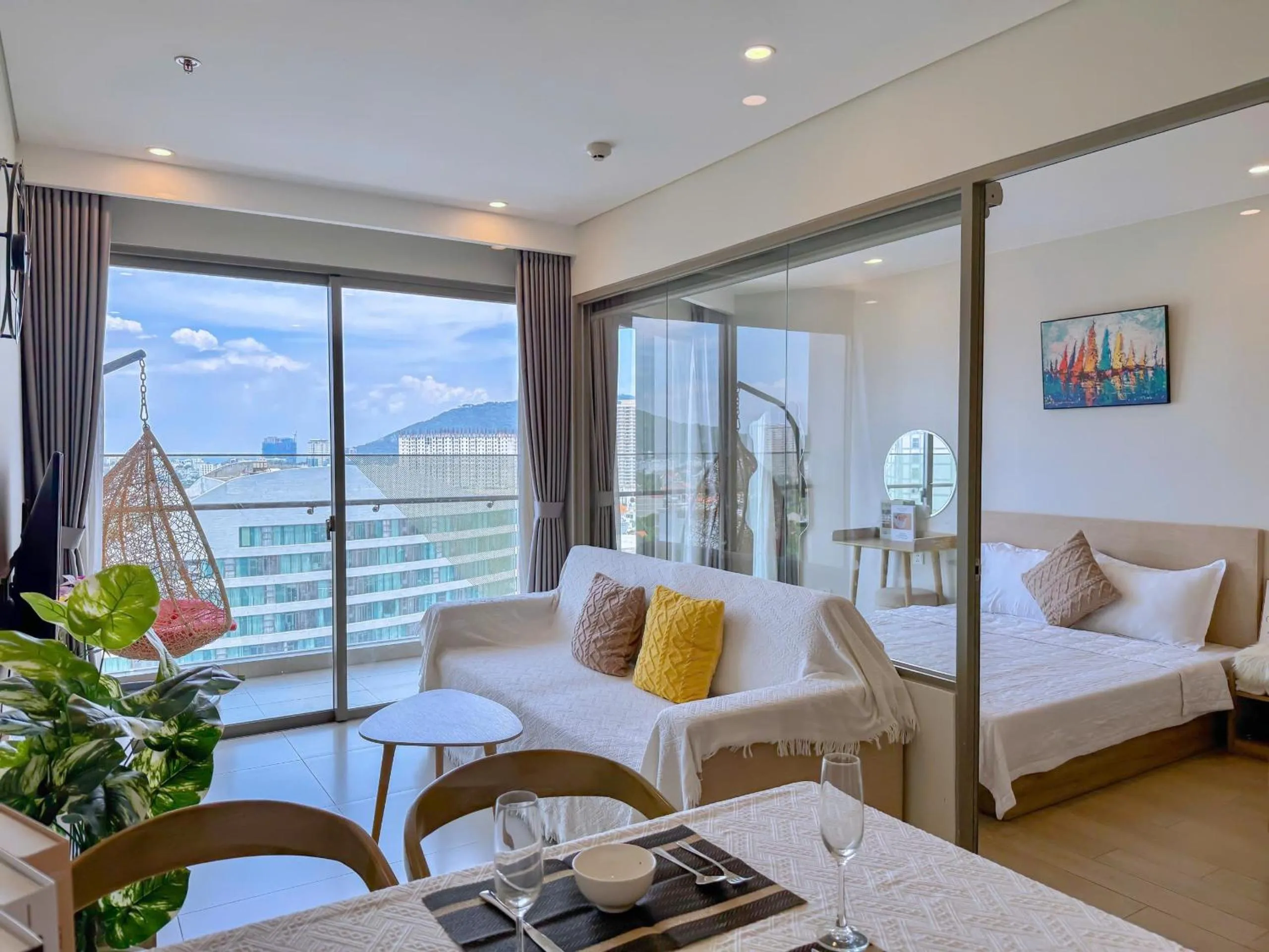 Living room, Bed in The Song Vung Tau Apartment