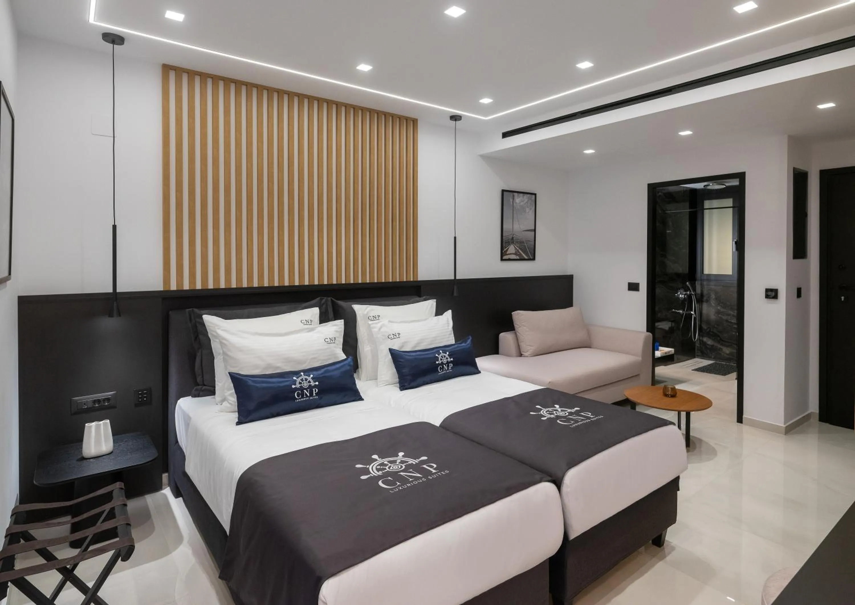 Bed in Captain Napoleon Paterakis CNP Luxurious Suites