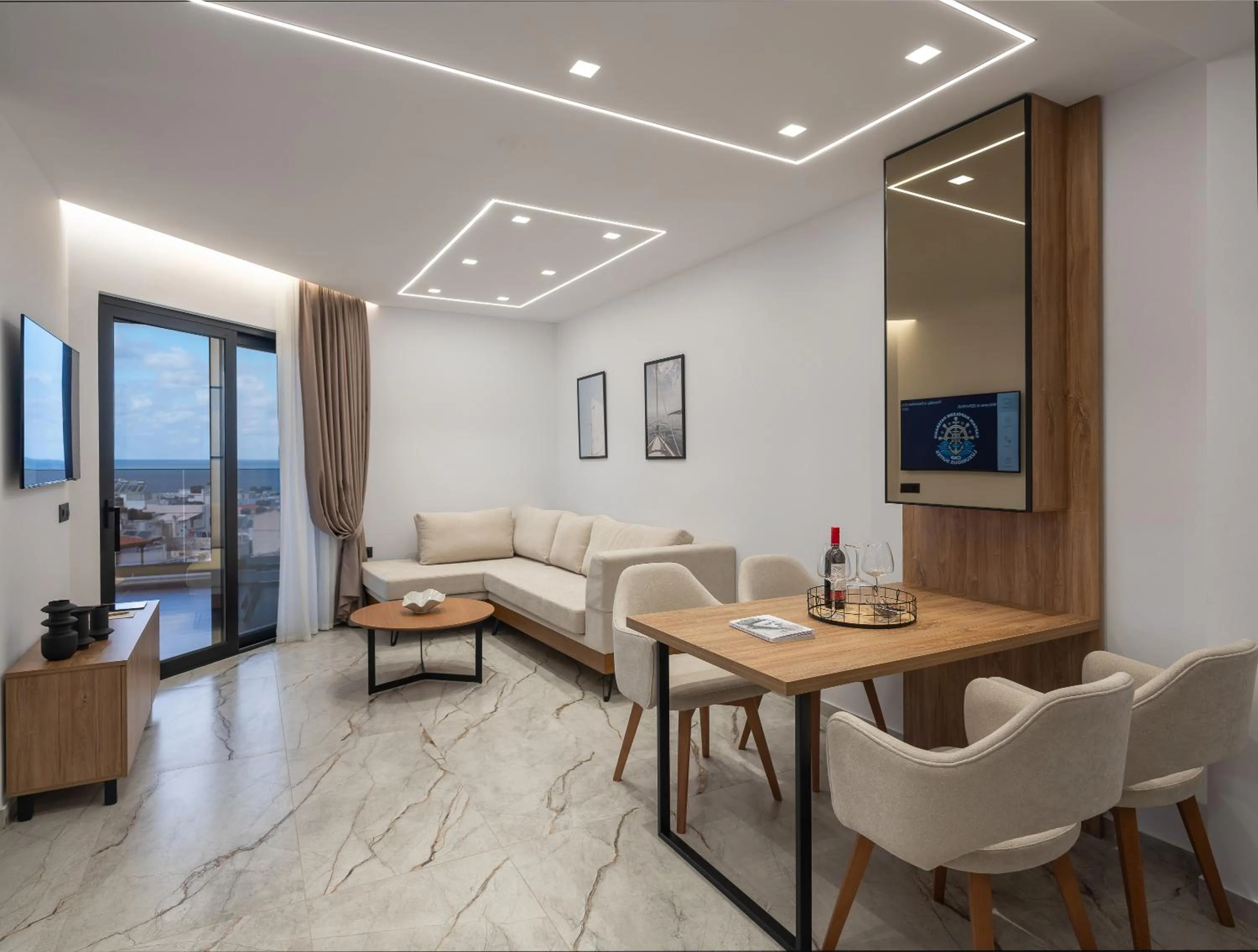 Seating area in Captain Napoleon Paterakis CNP Luxurious Suites