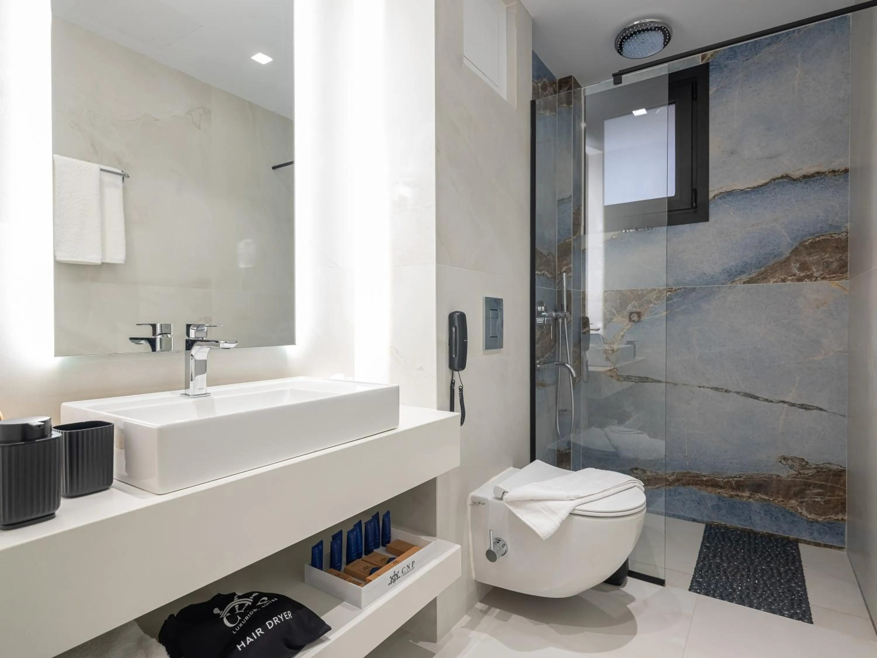 Shower in Captain Napoleon Paterakis CNP Luxurious Suites