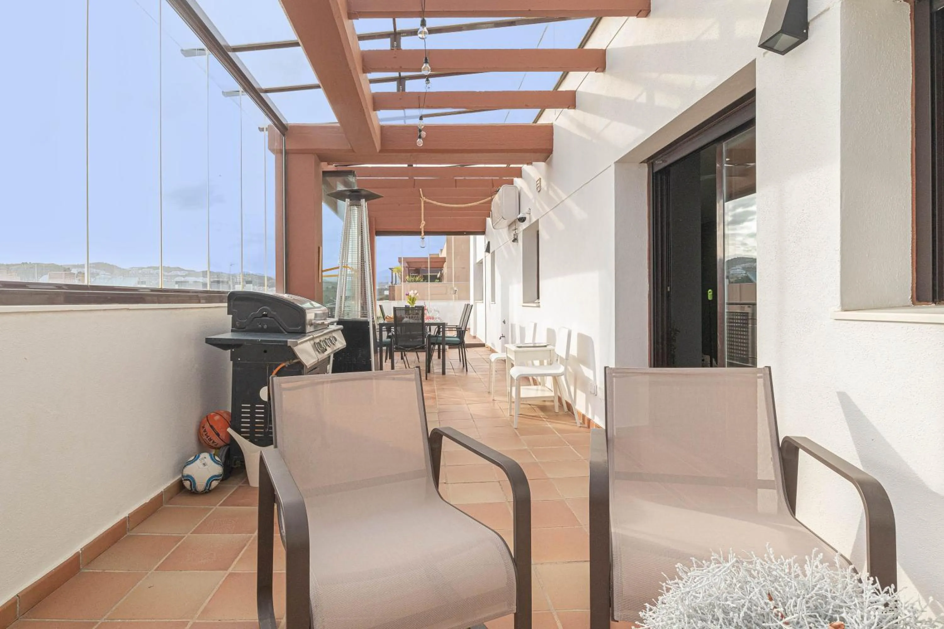 Balcony/Terrace in Luxury Cala Blanca Walking To Beach - Happy Rentals
