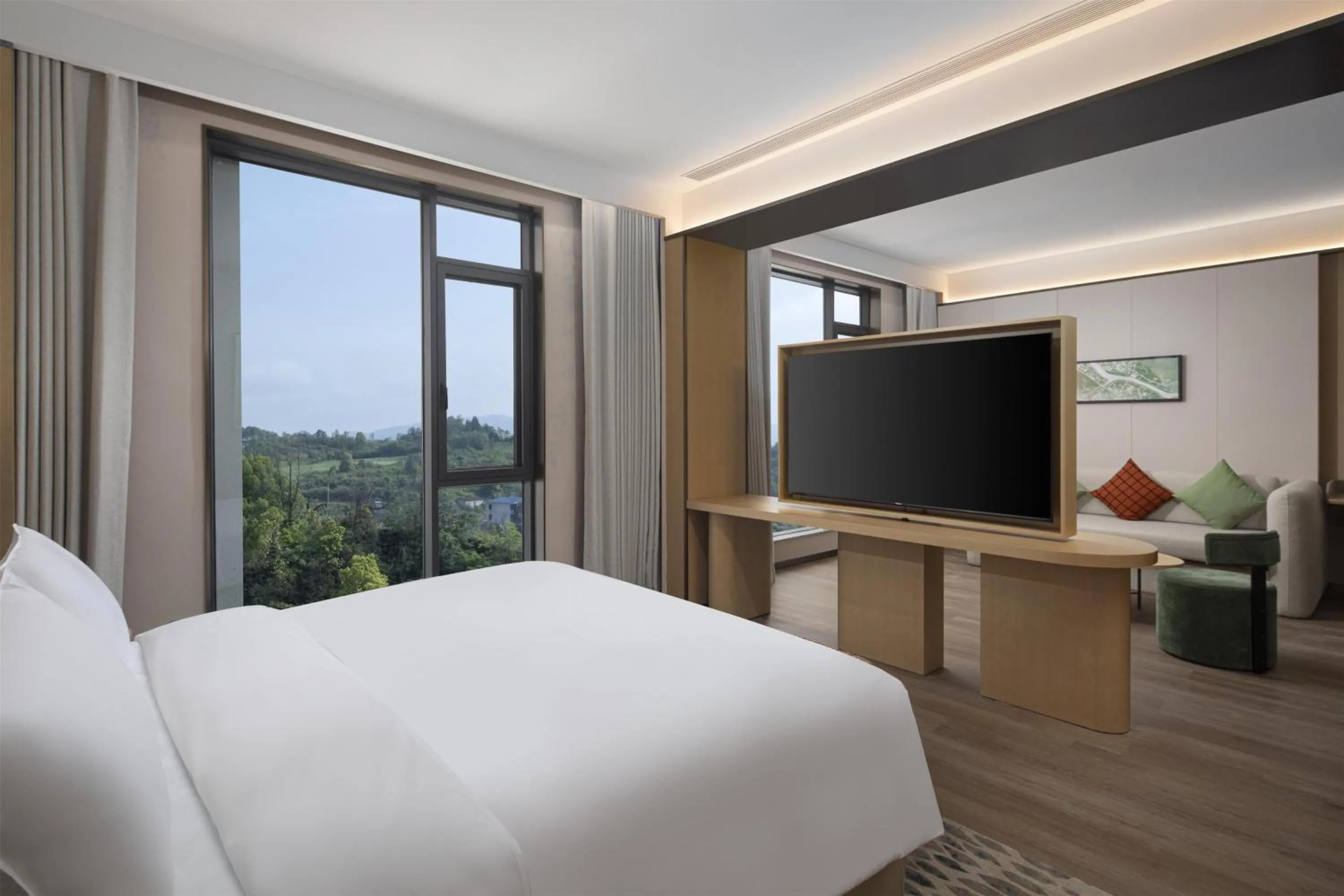 Bed in Hilton Garden Inn Zhangjiajie Tianmen Mountain