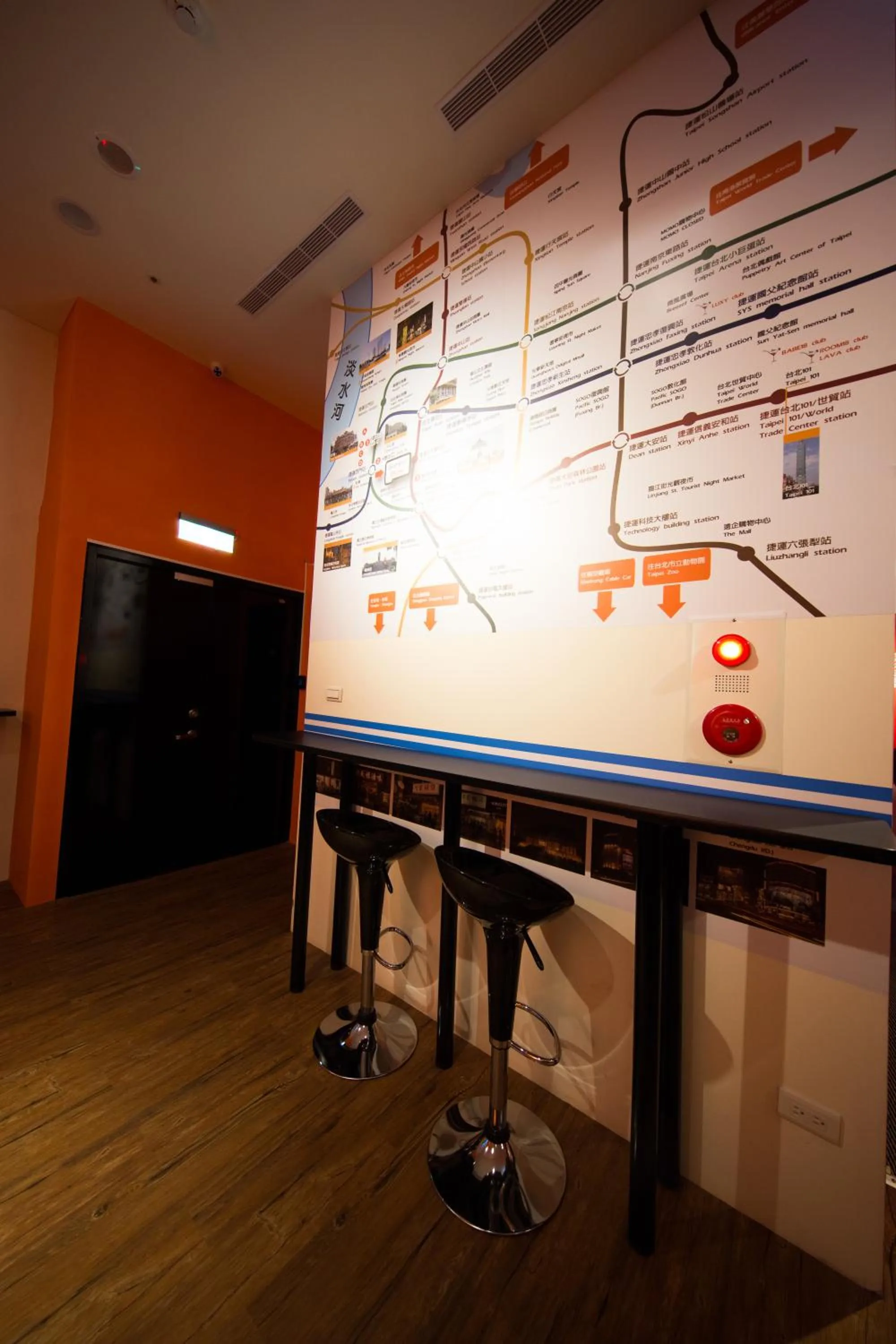 Seating area in SleepBox Hostel