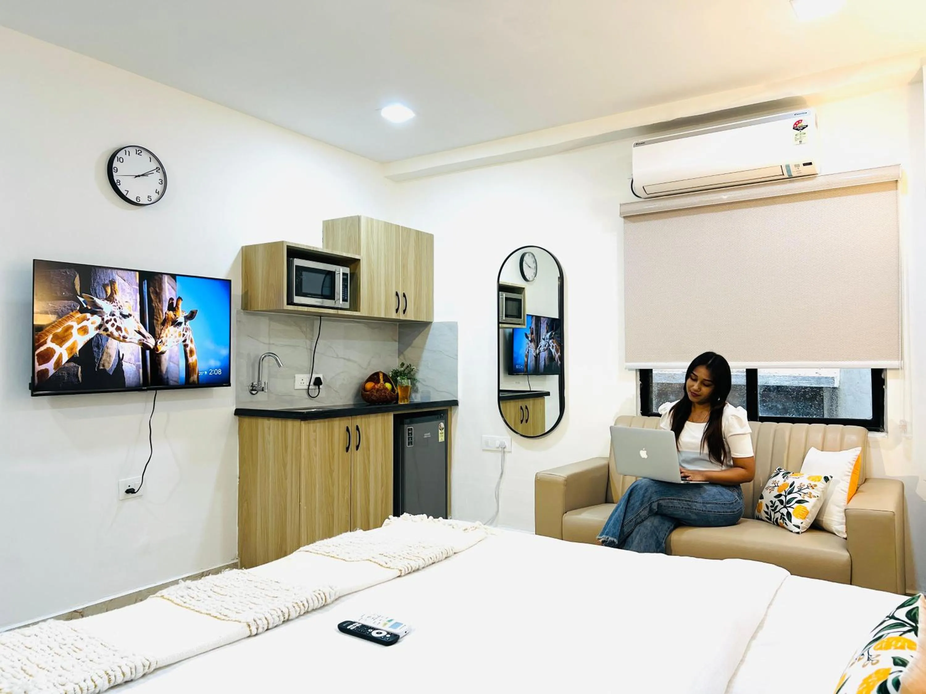Bed in Olive Serviced Apartments - HICC Hitex Hyderabad