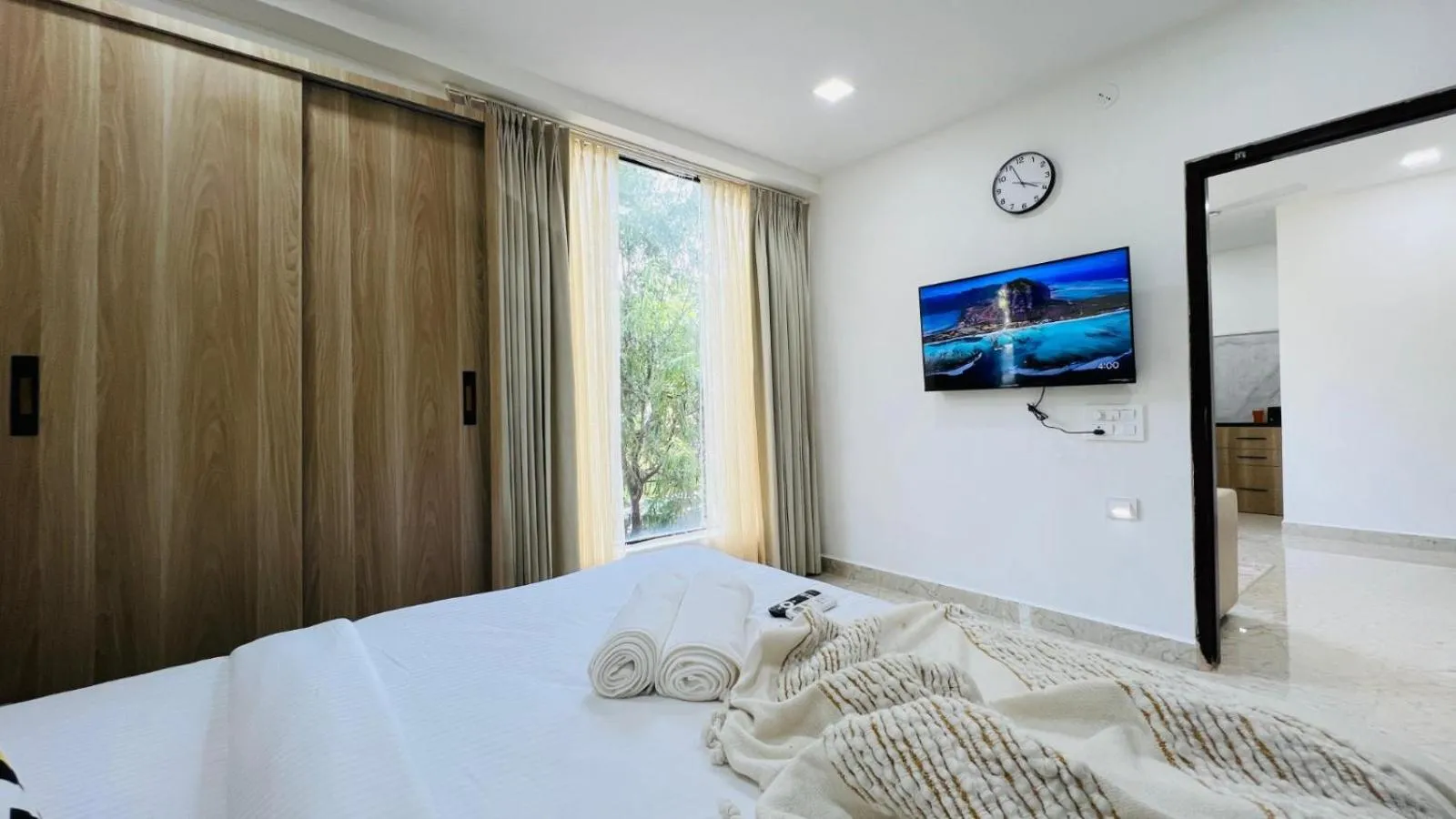 Bedroom, Bed in Olive Serviced Apartments - HICC Hitex Hyderabad
