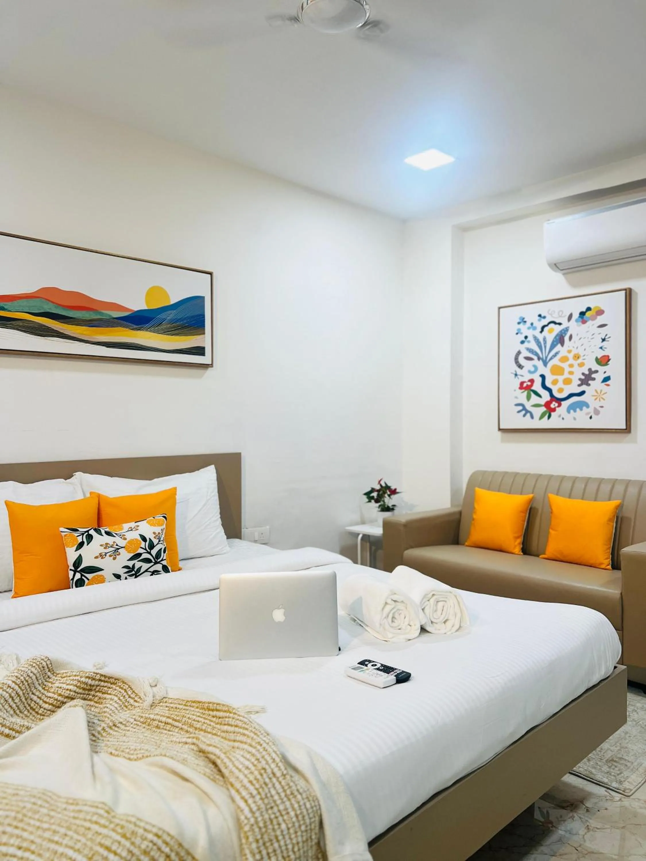 Bed in Olive Serviced Apartments - HICC Hitex Hyderabad