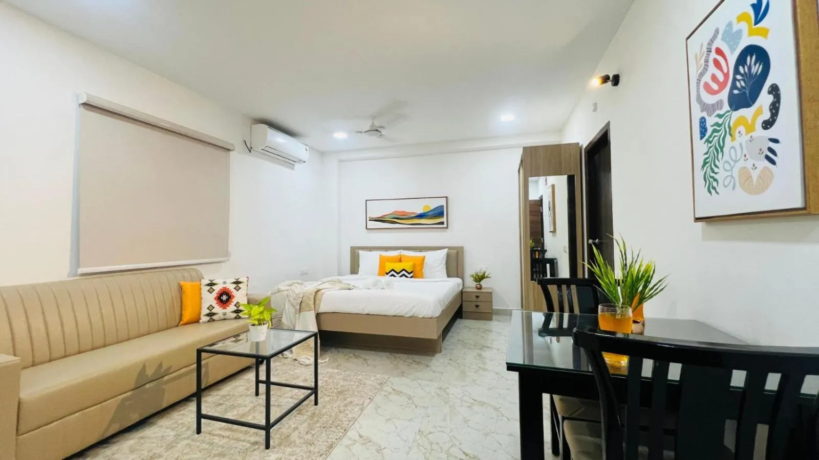 Bedroom, Bed in Olive Serviced Apartments - HICC Hitex Hyderabad