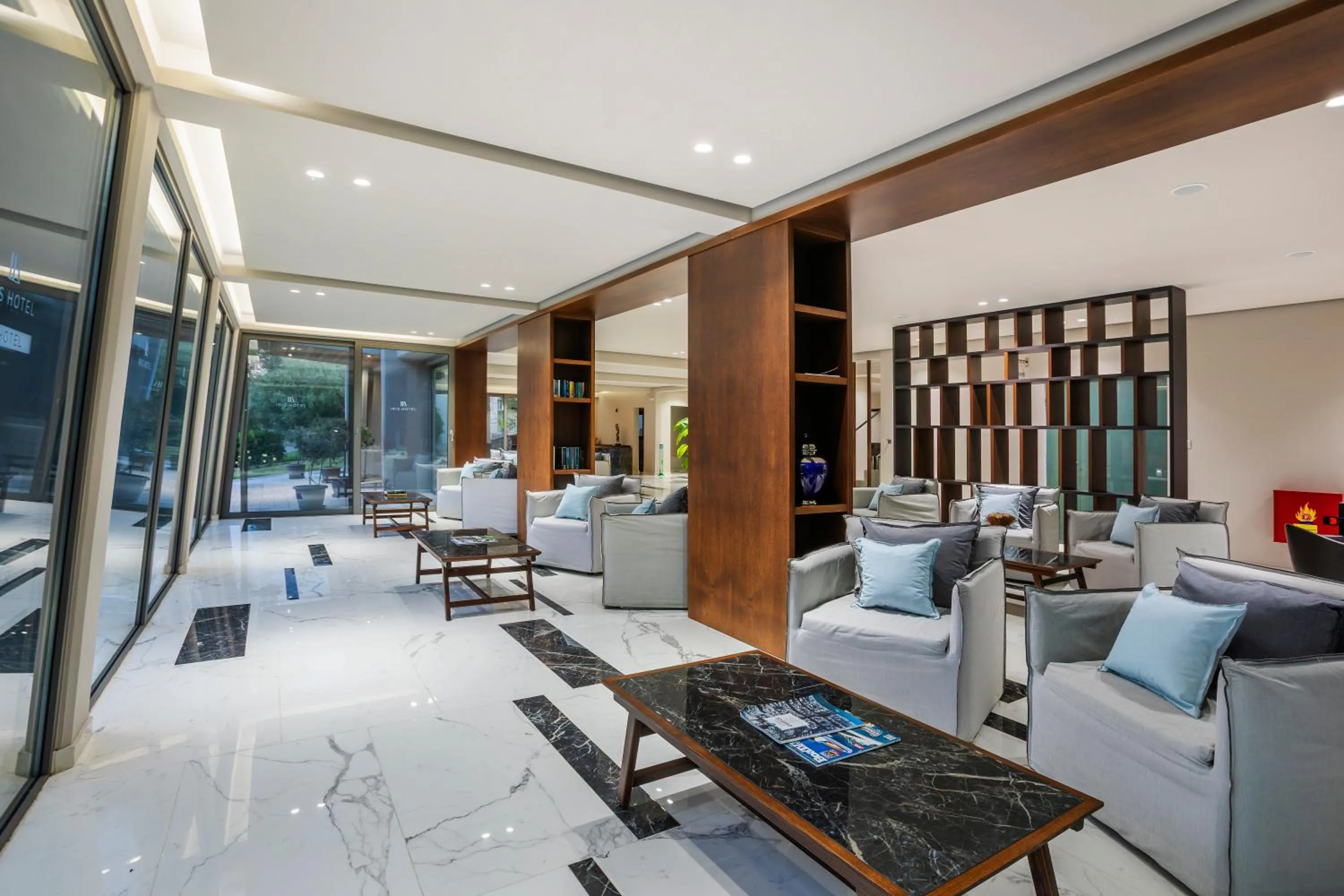 Seating area in Iris Hotel