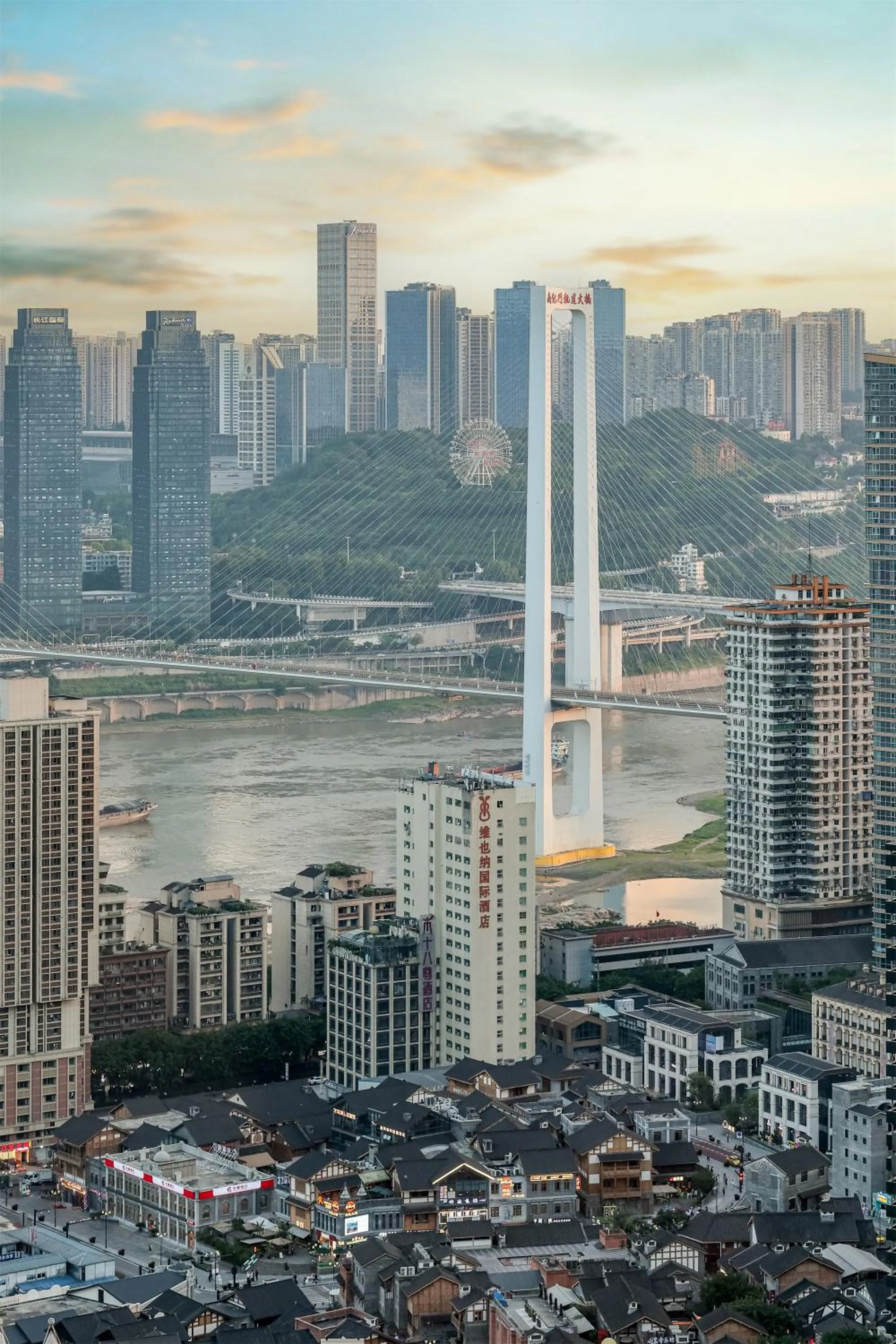 Landmark view in Baihong Sky View Studio with Deep Soak Tub - Jiefangbei Center