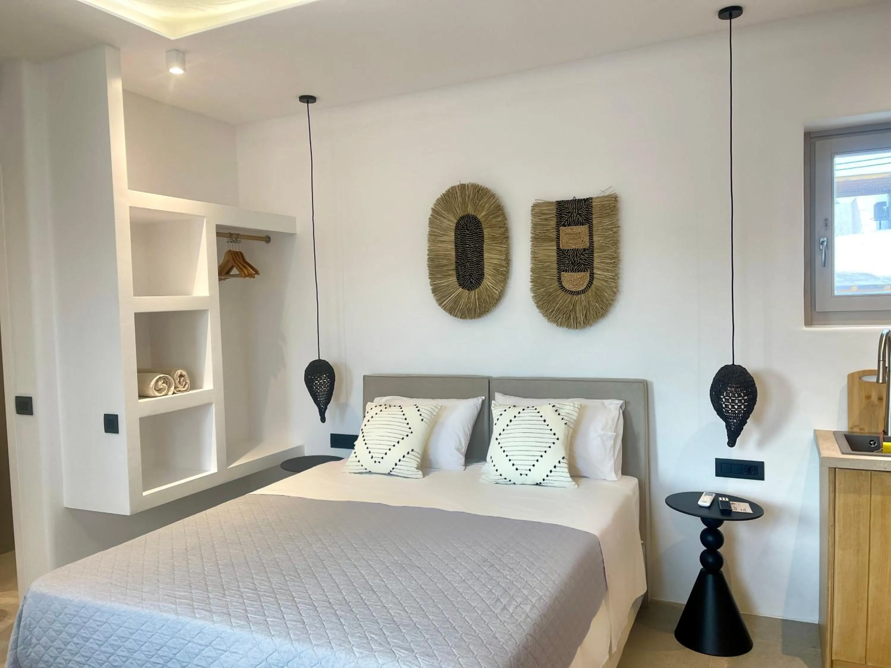 Bed in Mykonos Dot Suites