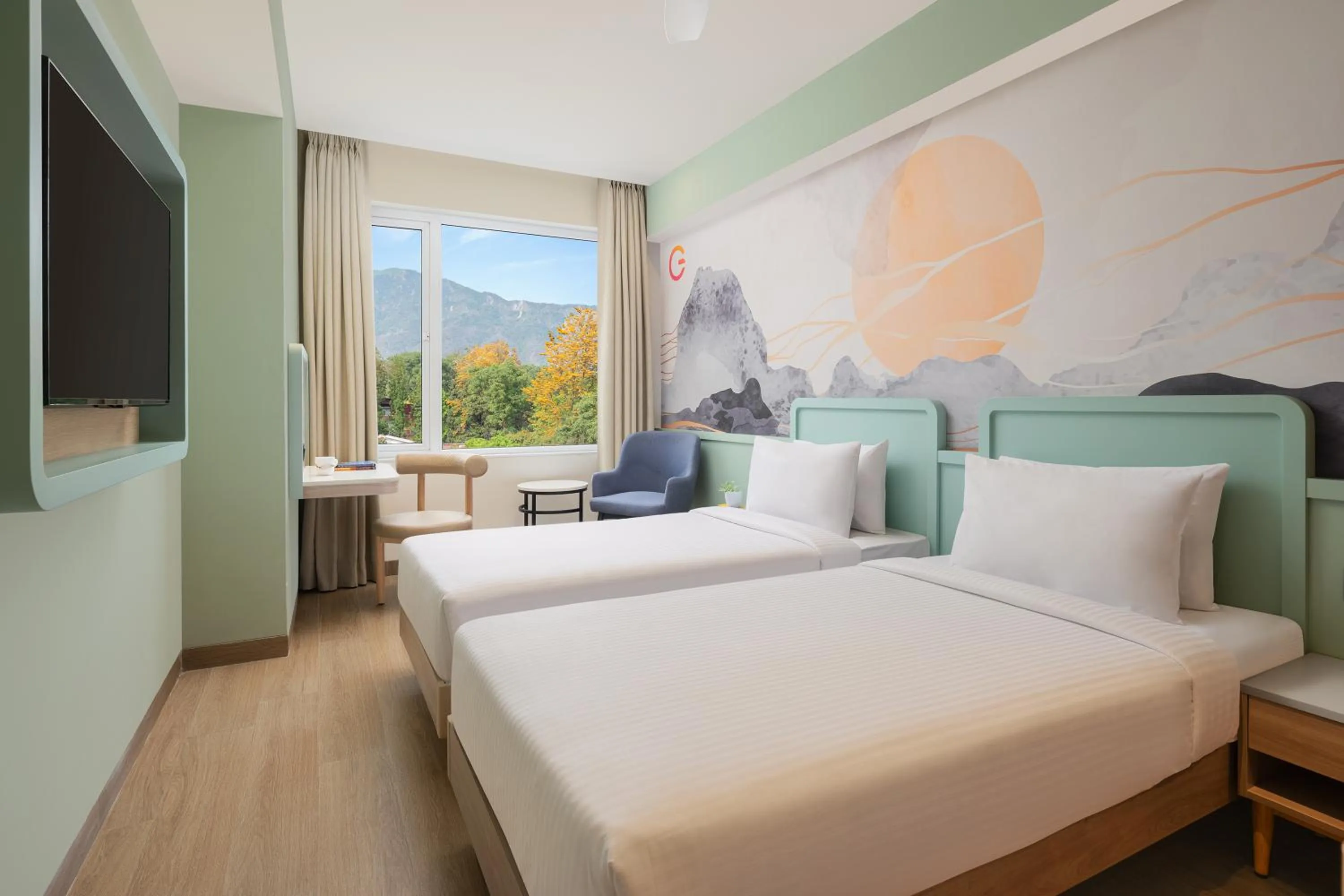 View (from property/room), Bed in Ginger Dehradun, Rajpur Road