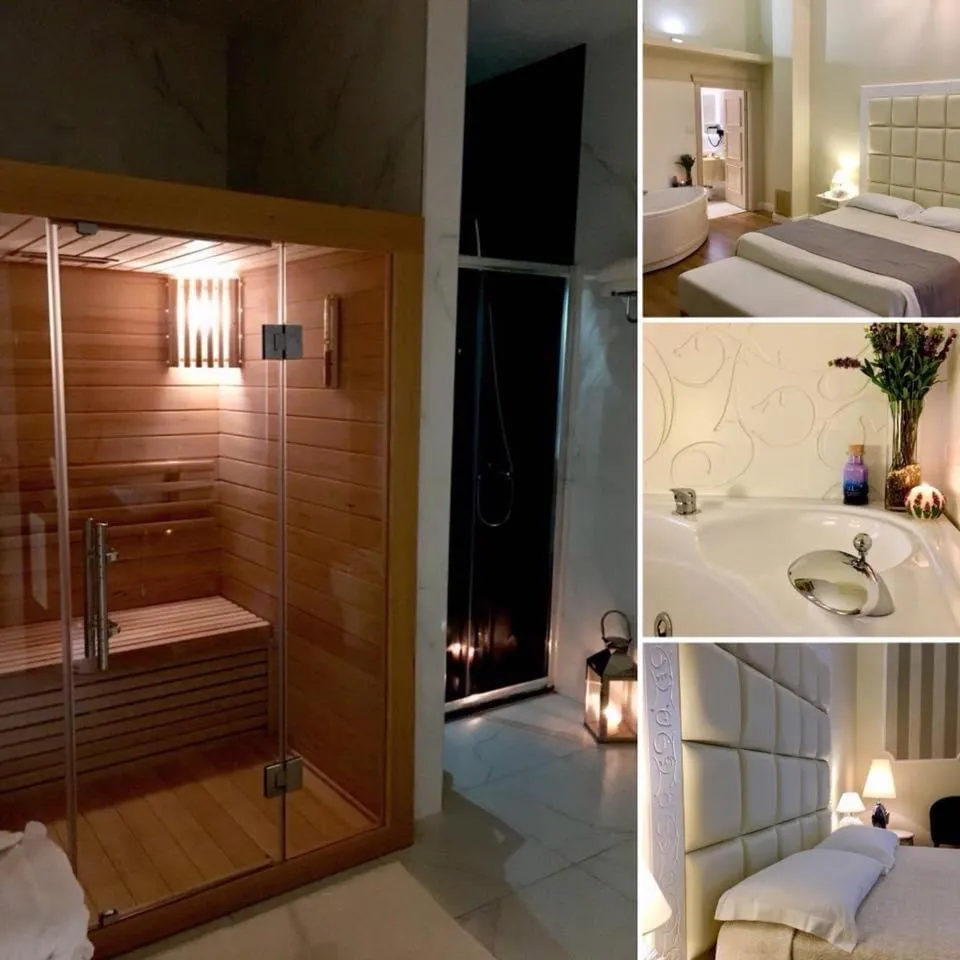 Bathroom, Bed in Palazzo Pischedda