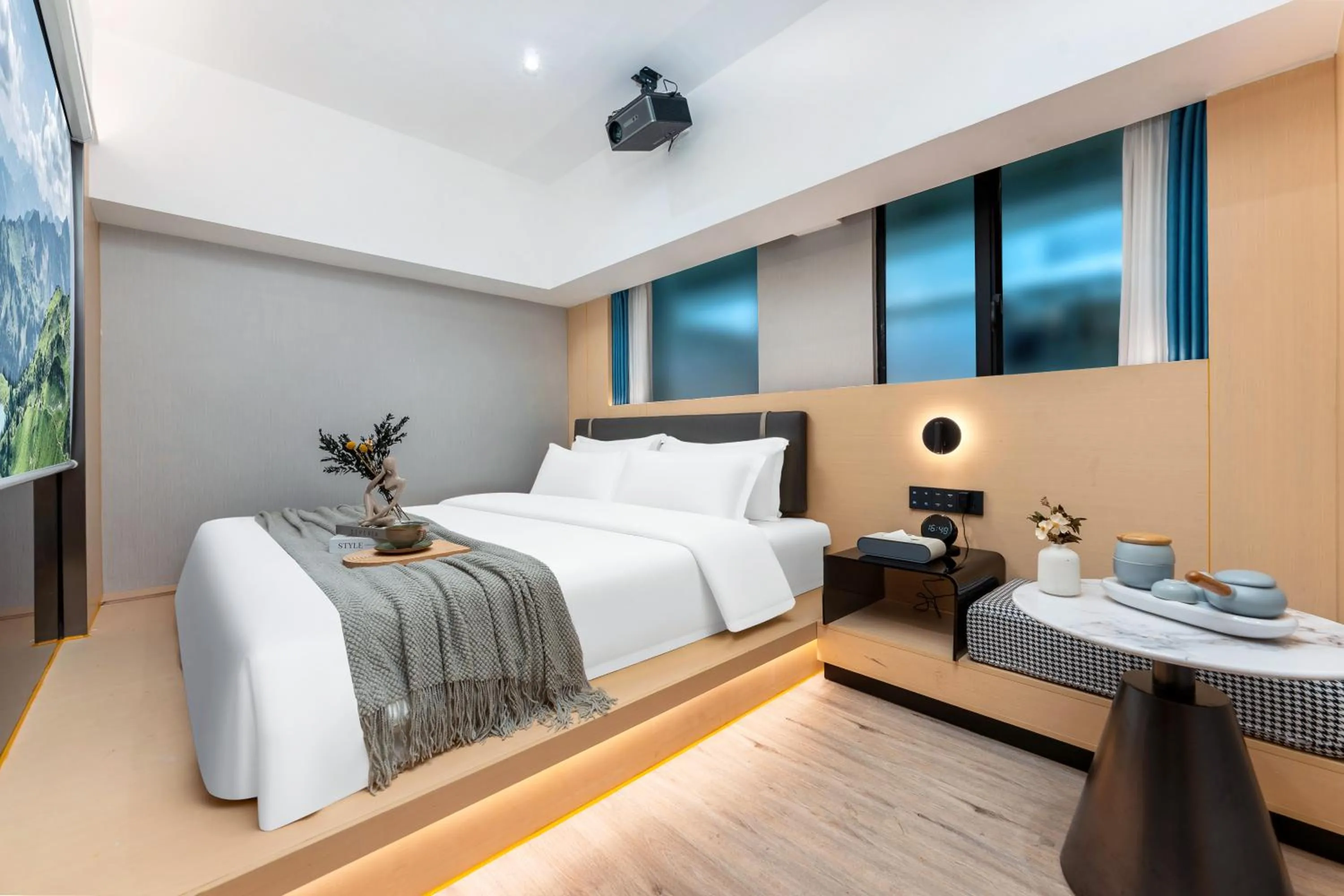 Bed in Kaino Natural Aesthetics Design Hotel Guangzhou Yuexiu Beijing Road International Trade Center Flagship Store