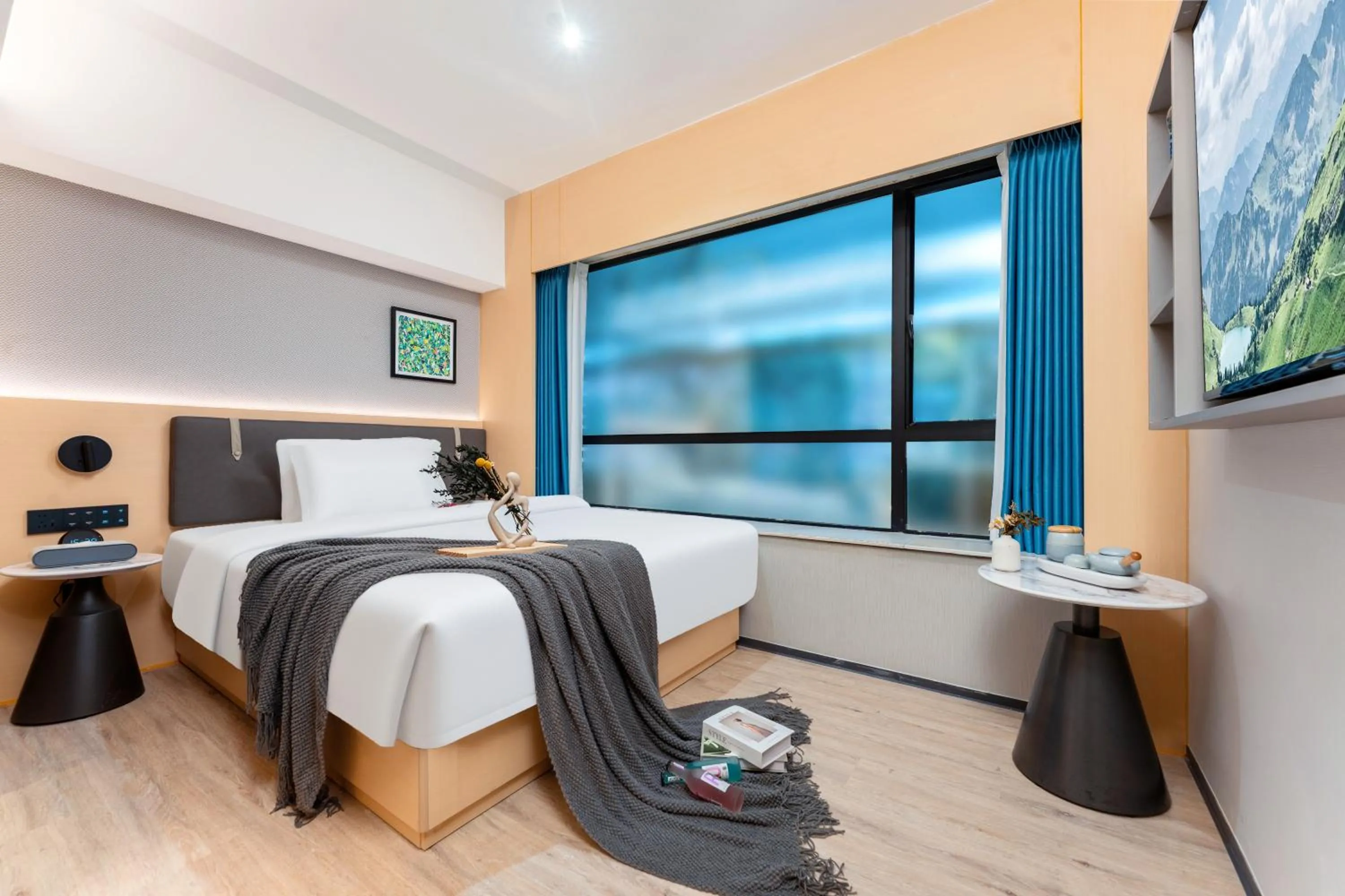 Bed in Kaino Natural Aesthetics Design Hotel Guangzhou Yuexiu Beijing Road International Trade Center Flagship Store