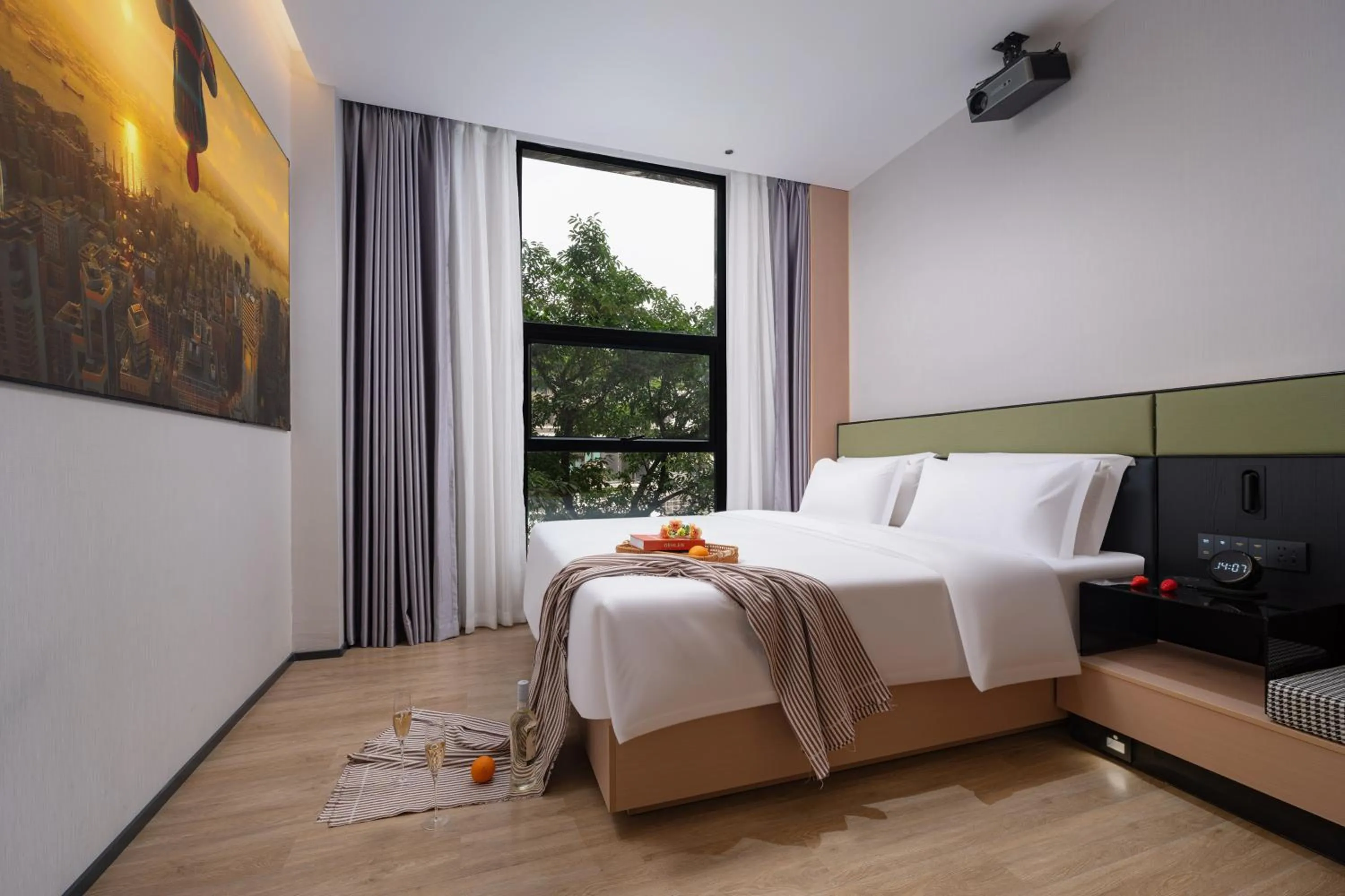 Bed in Kaino Natural Aesthetics Design Hotel Guangzhou Yuexiu Beijing Road International Trade Center Flagship Store