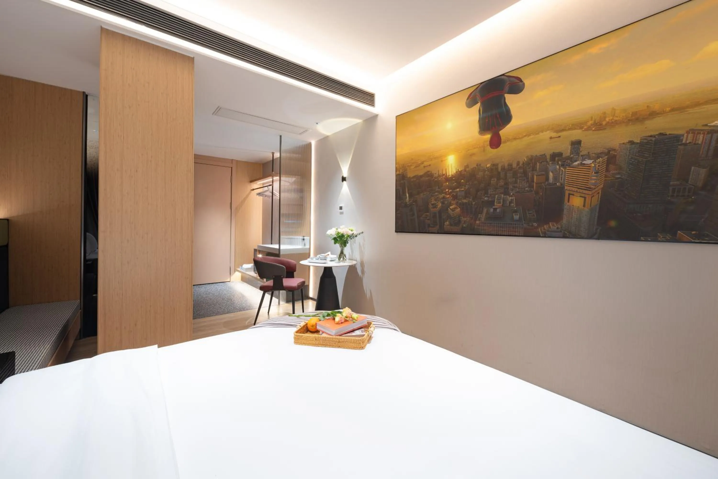 Bed in Kaino Natural Aesthetics Design Hotel Guangzhou Yuexiu Beijing Road International Trade Center Flagship Store