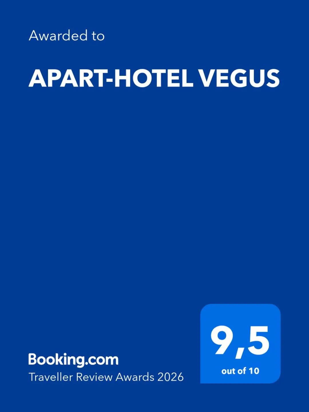 Certificate/Award in APART-HOTEL VEGUS