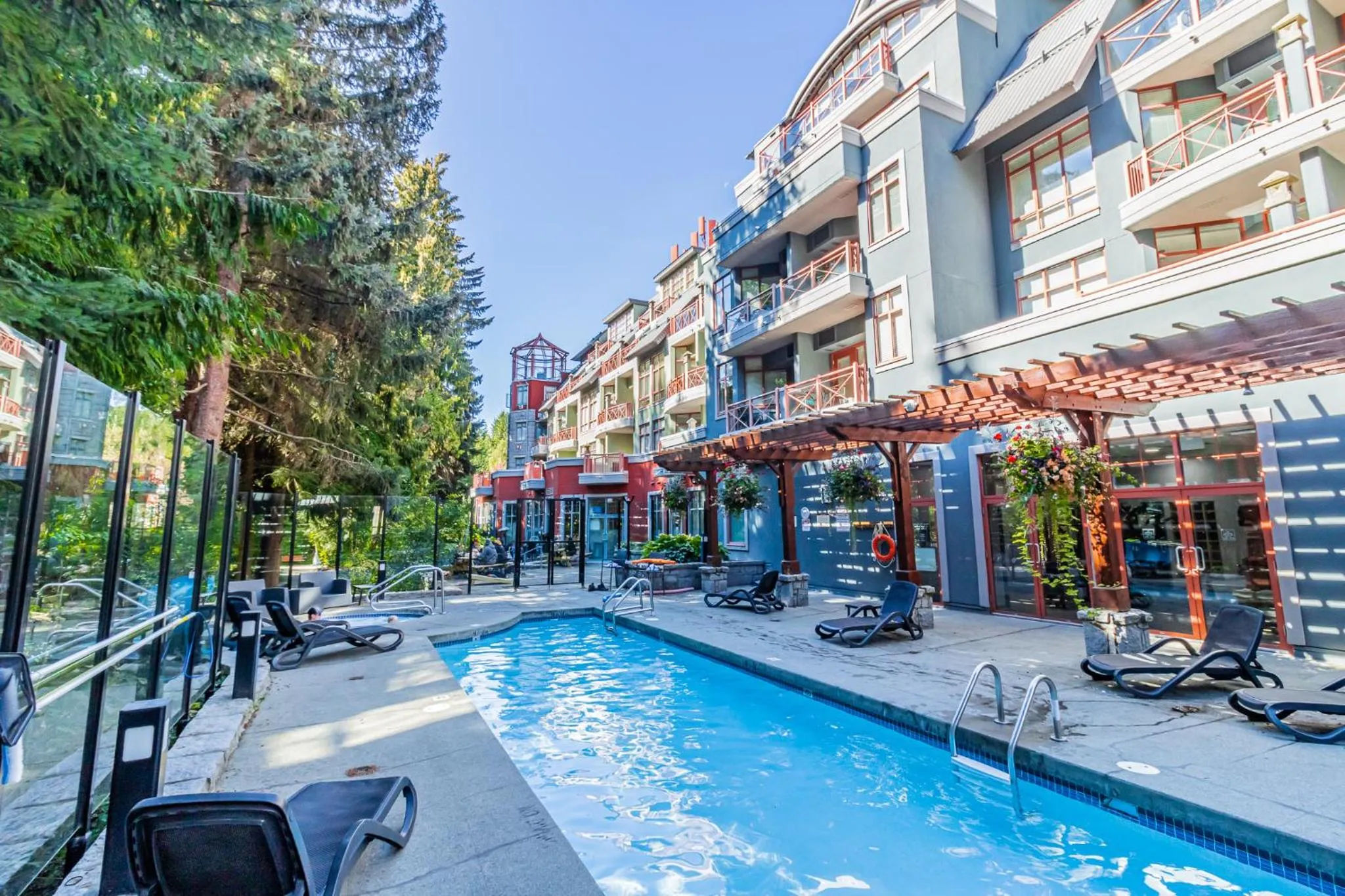 Pool view in Alpenglow Lodge by Elevate Vacations