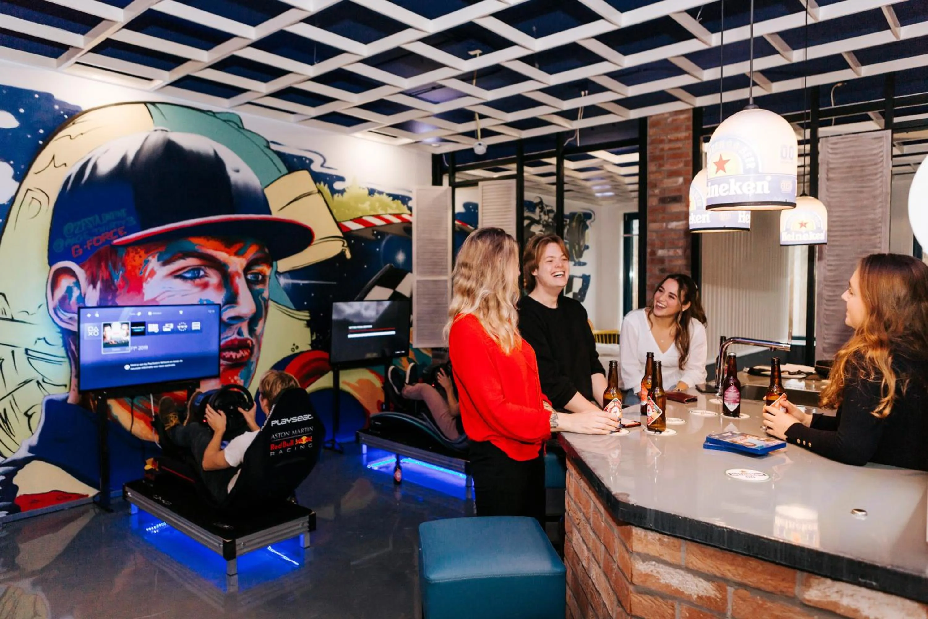 People in Amsterdam Teleport Hotel