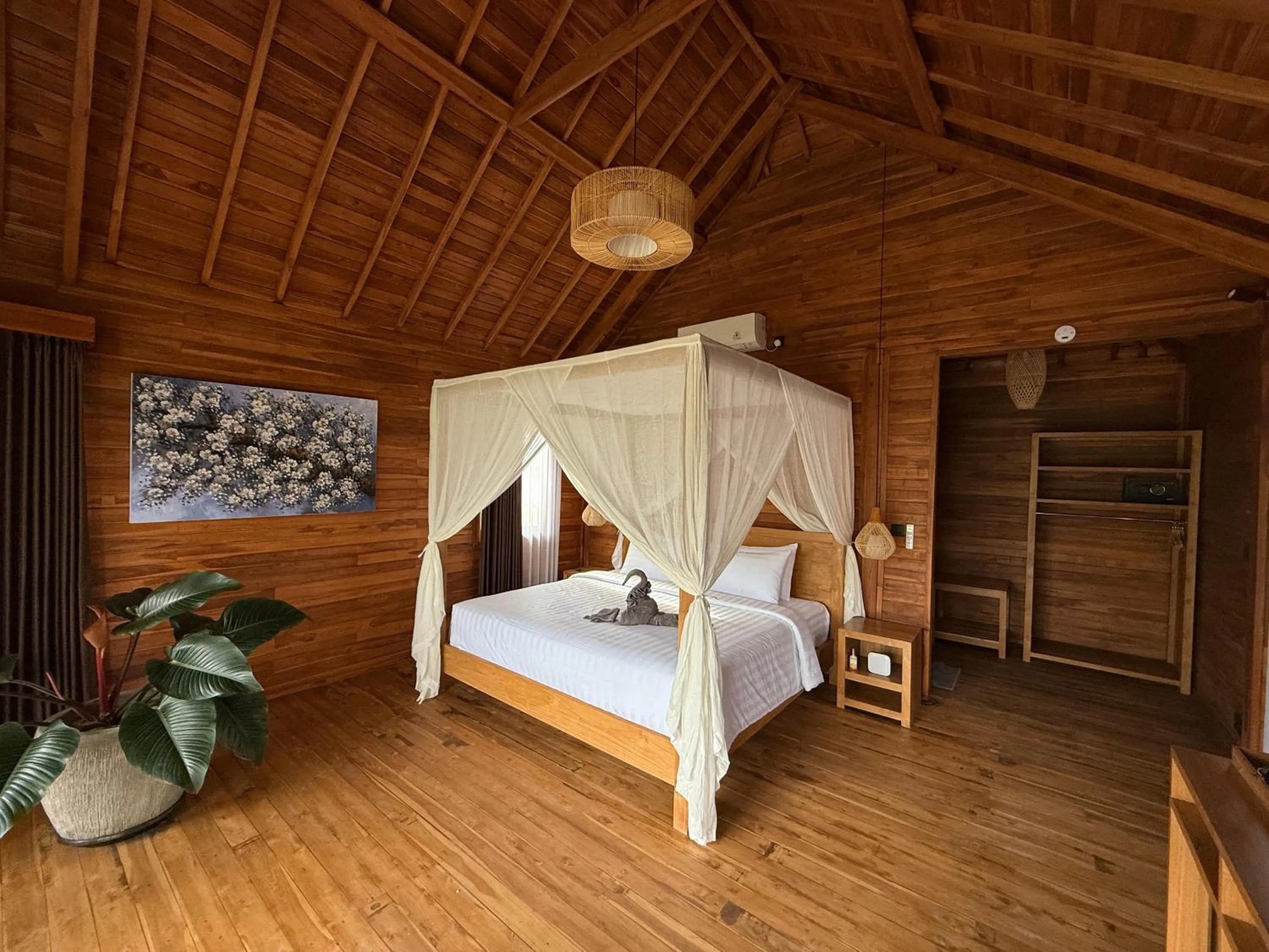 Bathroom, Bed in Taman Swarga Villa Resort & Spa Sidemen