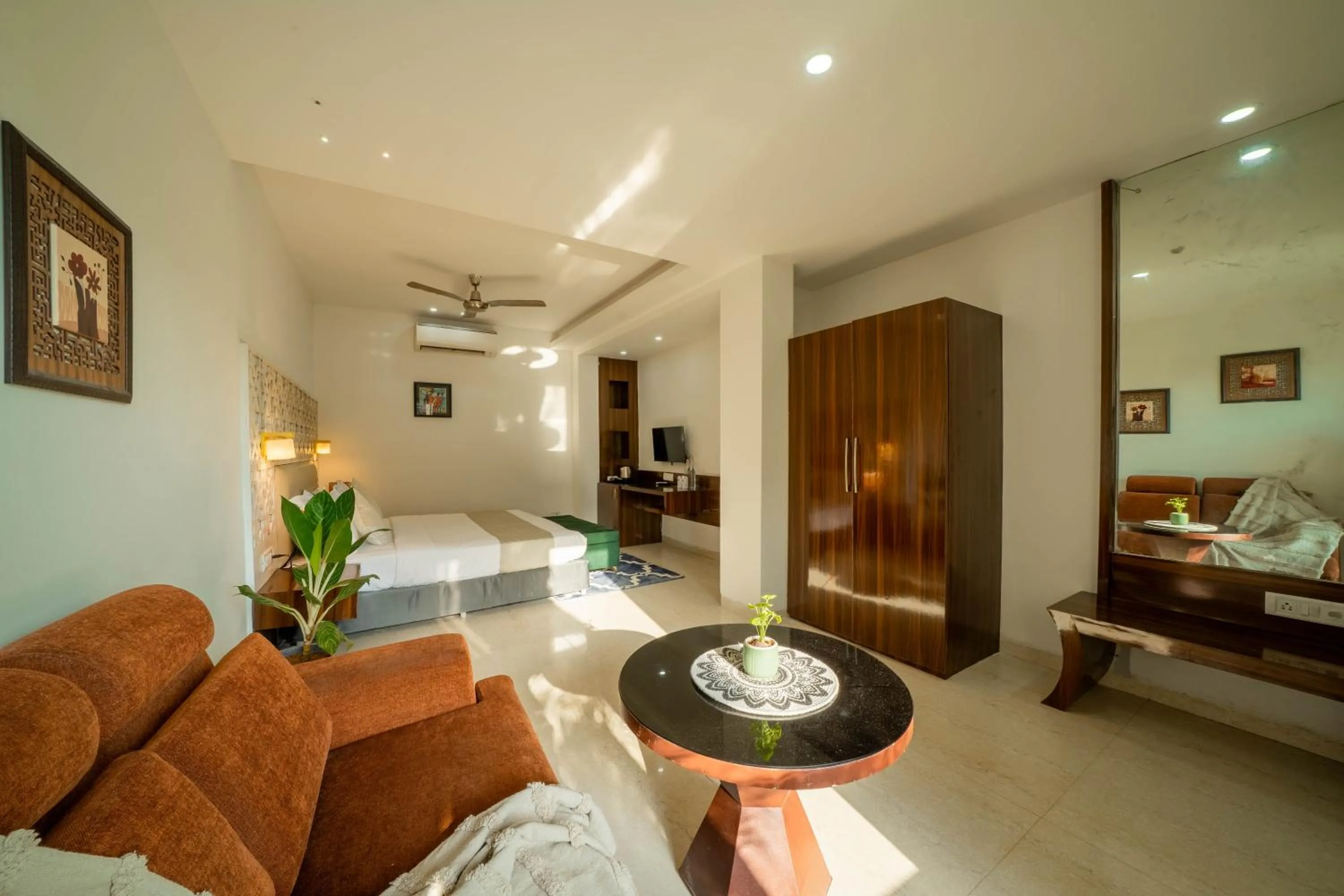 Bed in Perfectstayz Premium Goa Continental Baga