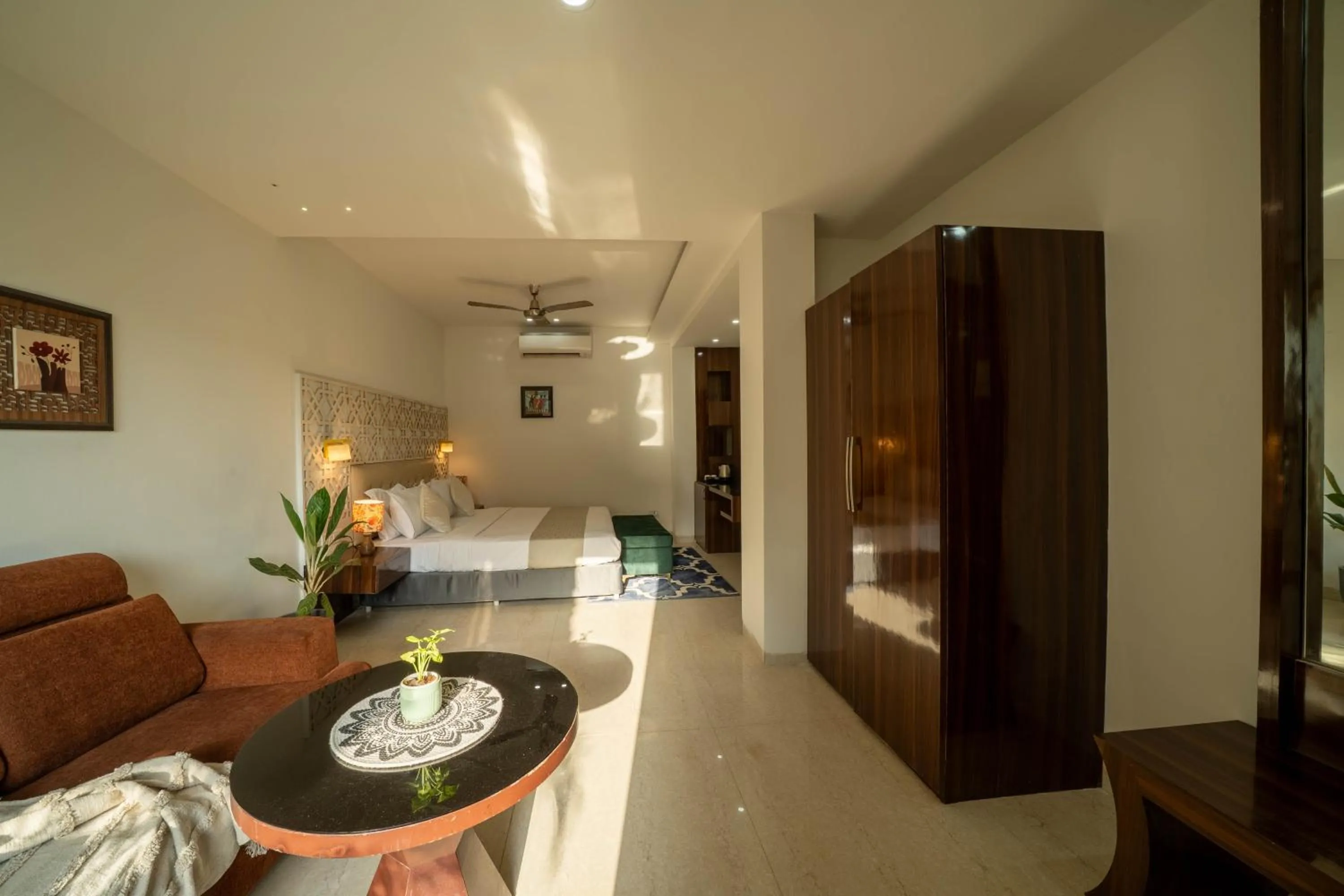 Bed in Perfectstayz Premium Goa Continental Baga