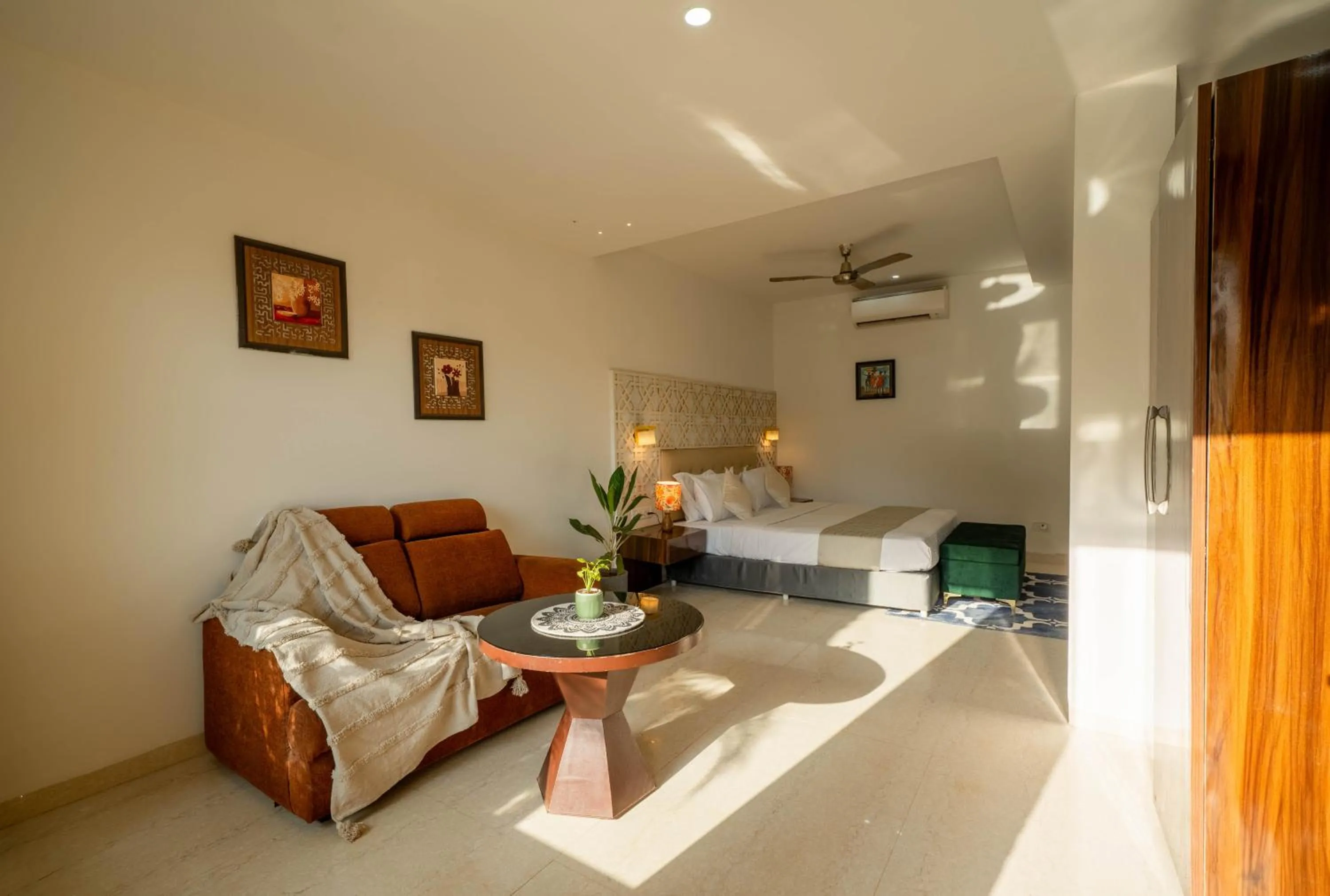 Bed in Perfectstayz Premium Goa Continental Baga