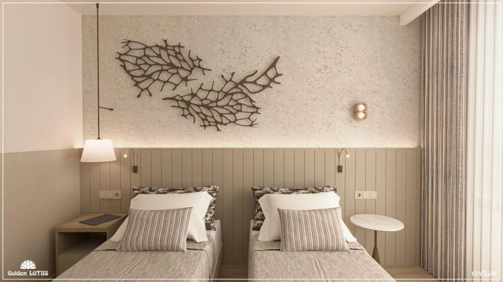 Bed in Golden Lotus Hotel