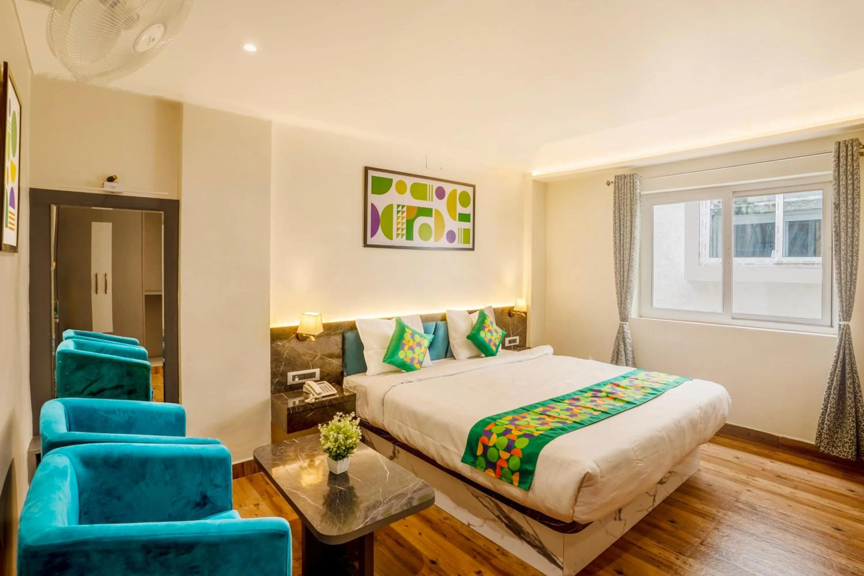 Bedroom, Bed in Treebo Golden Leaf