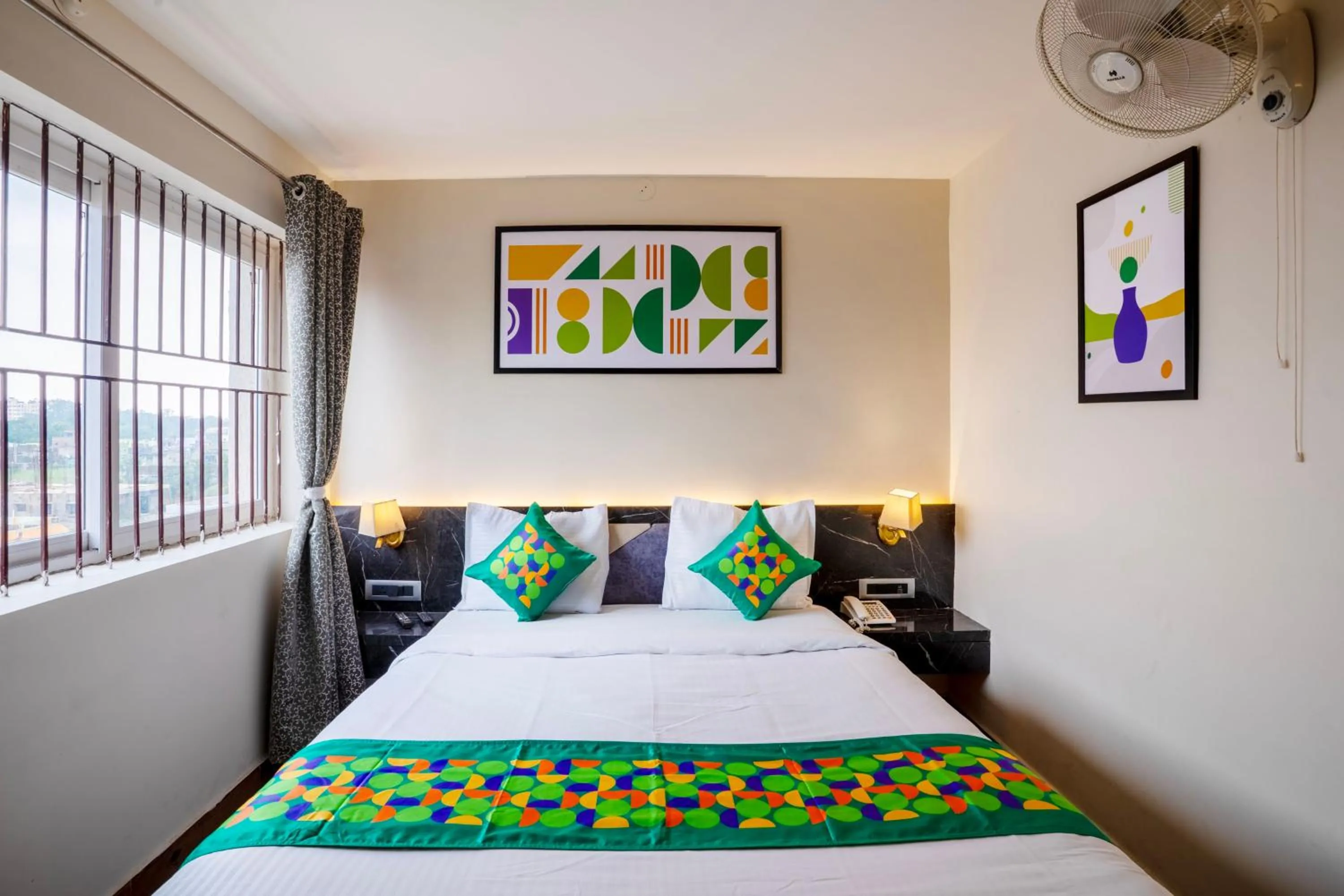Bedroom, Bed in Treebo Golden Leaf