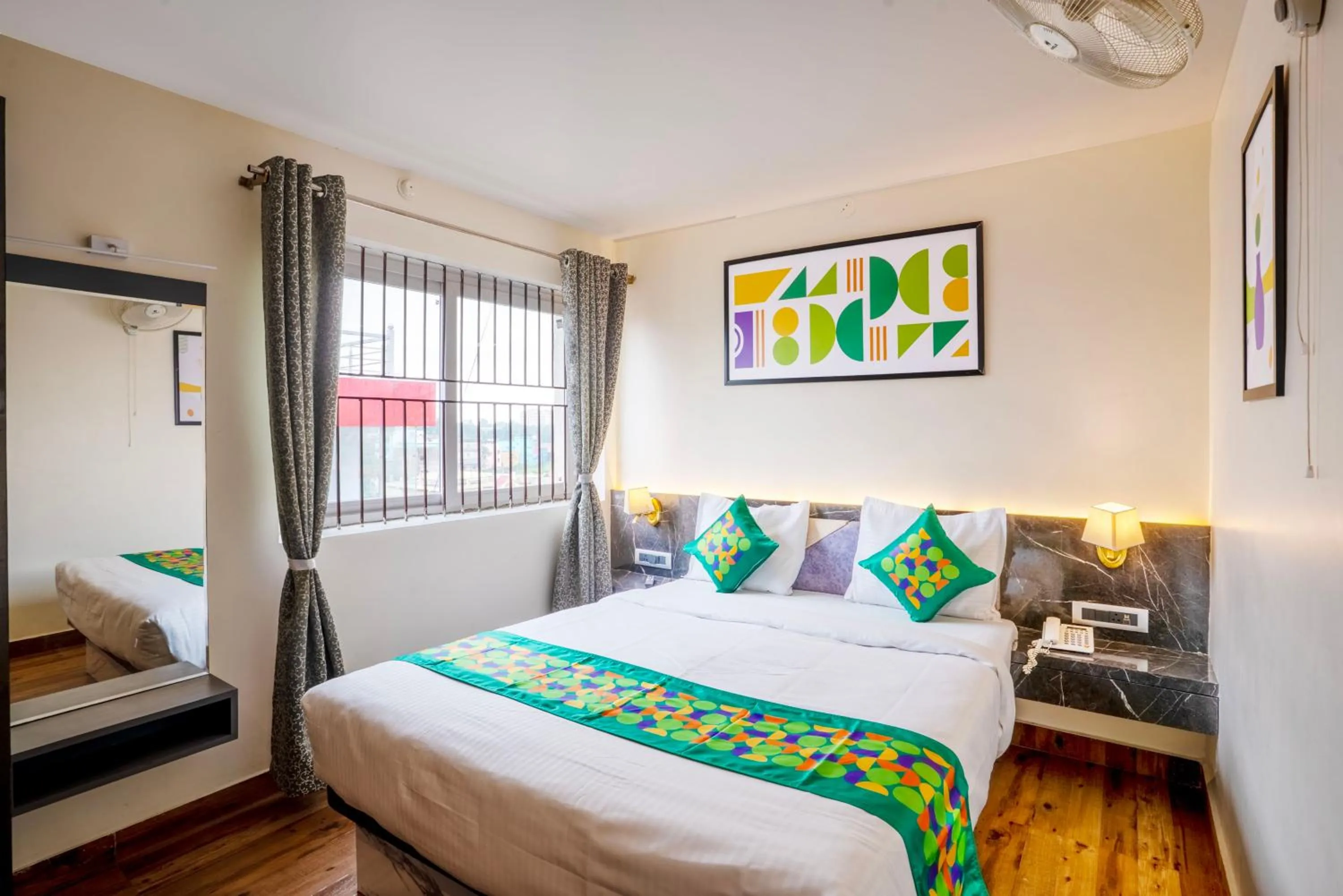 Bedroom, Bed in Treebo Golden Leaf