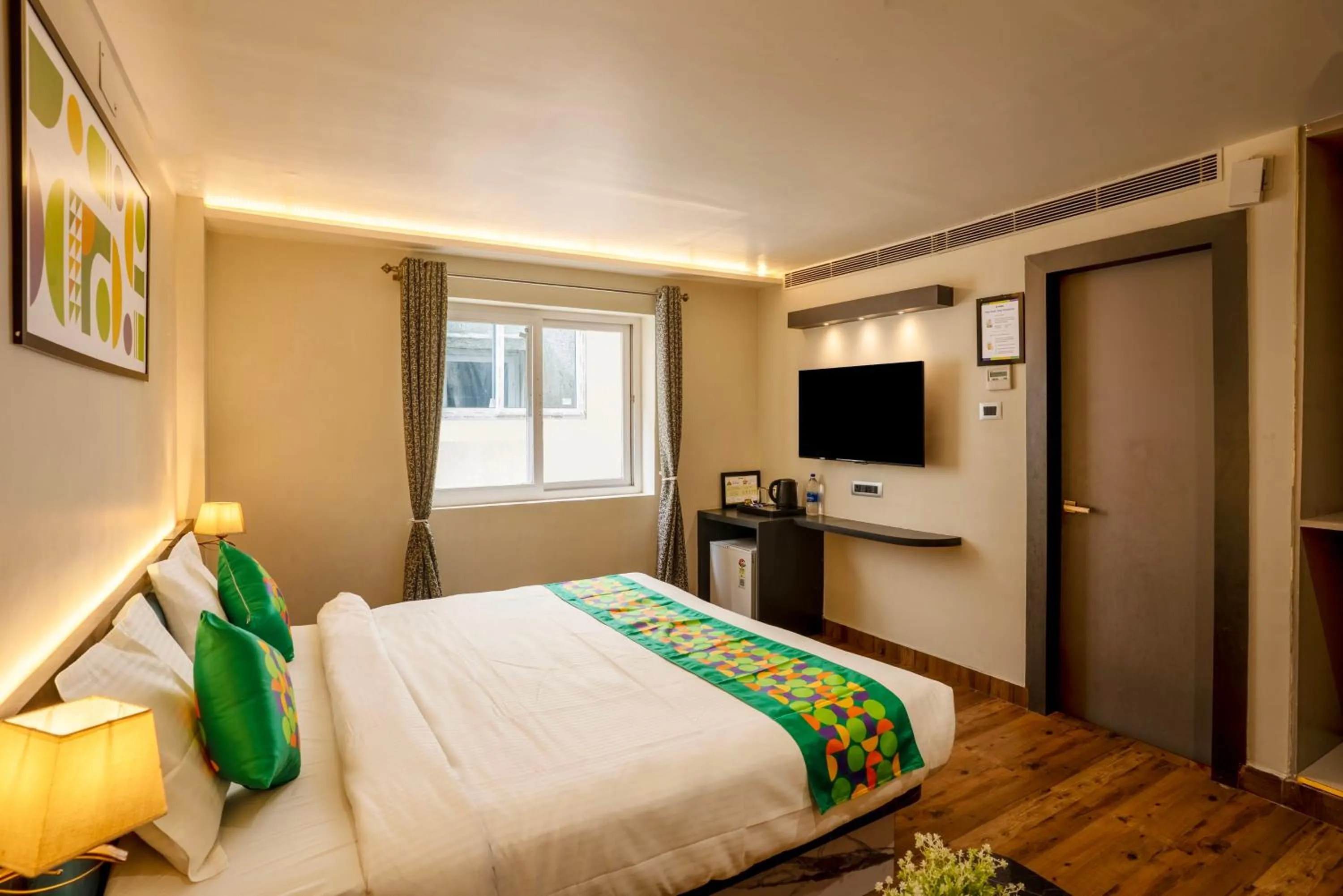 Bedroom, Bed in Treebo Golden Leaf