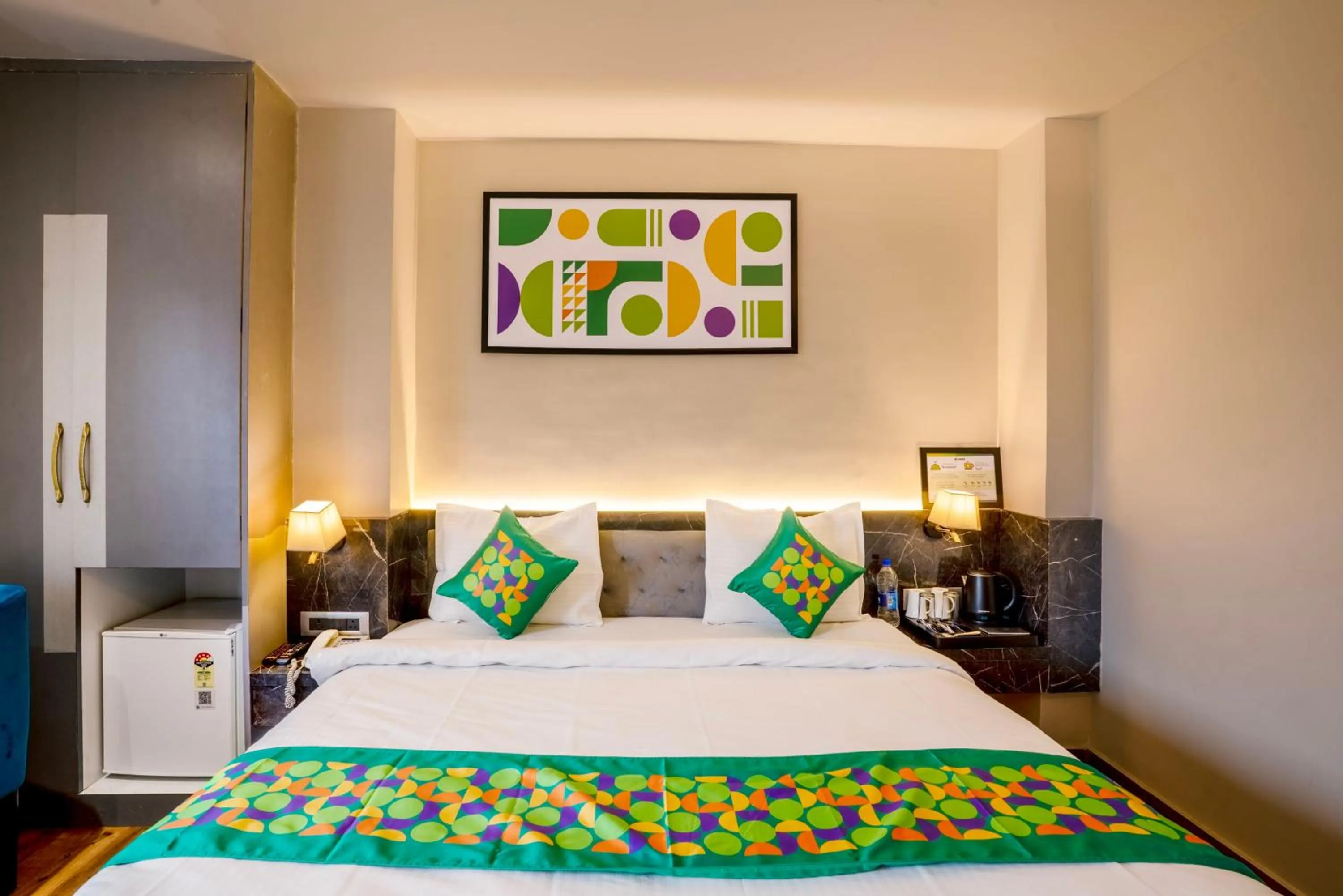 Bedroom, Bed in Treebo Golden Leaf