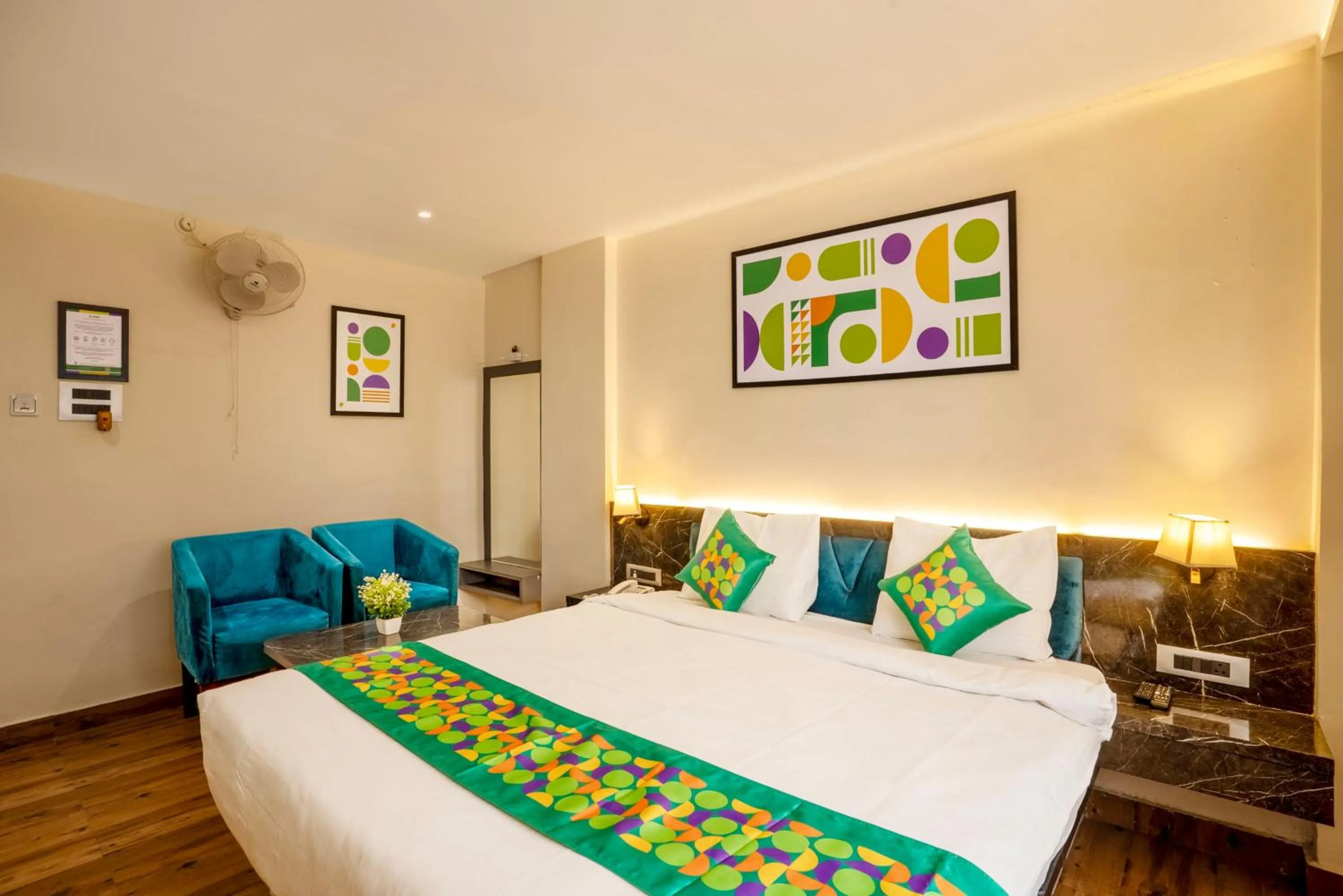 Bedroom, Bed in Treebo Golden Leaf