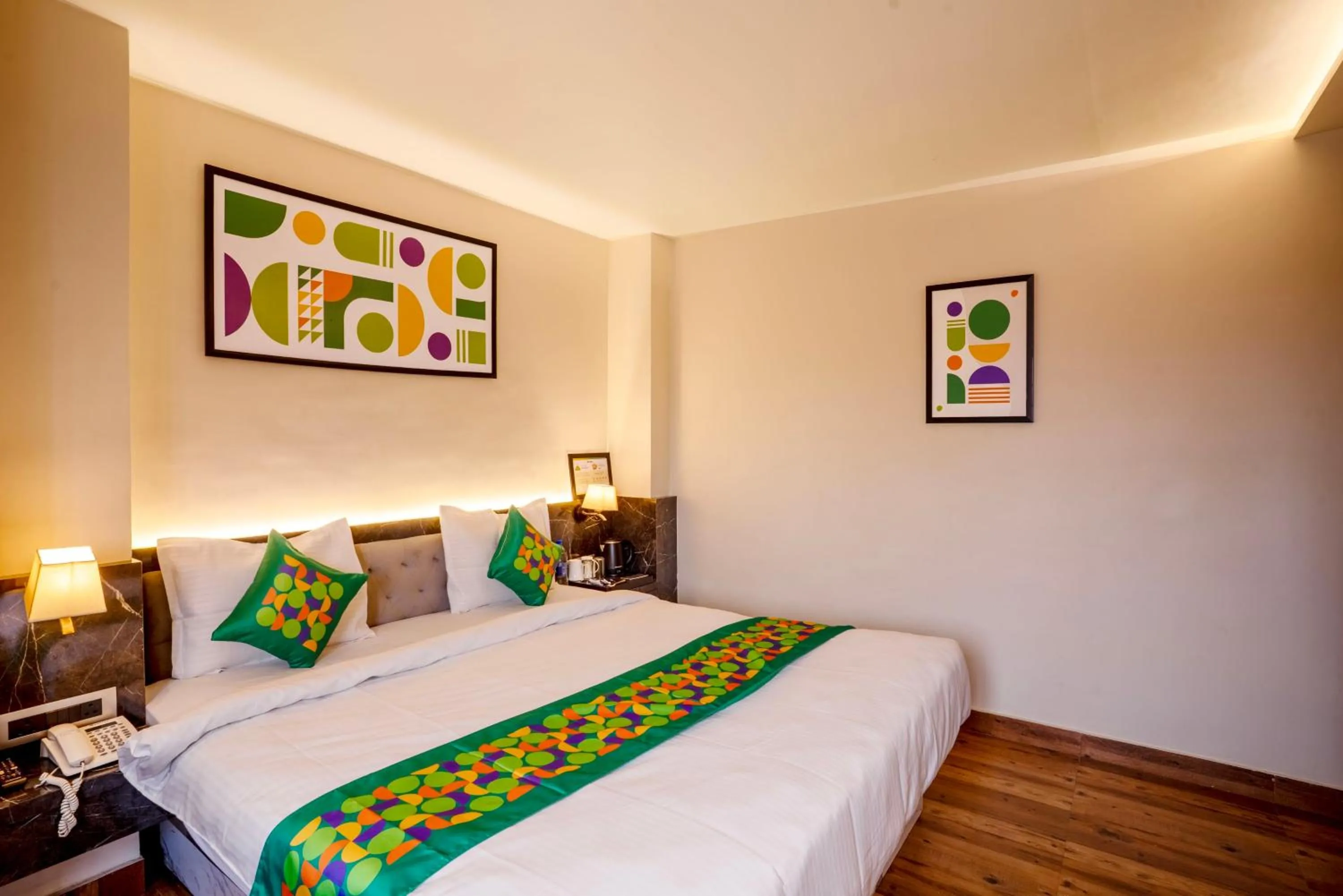 Bedroom, Bed in Treebo Golden Leaf