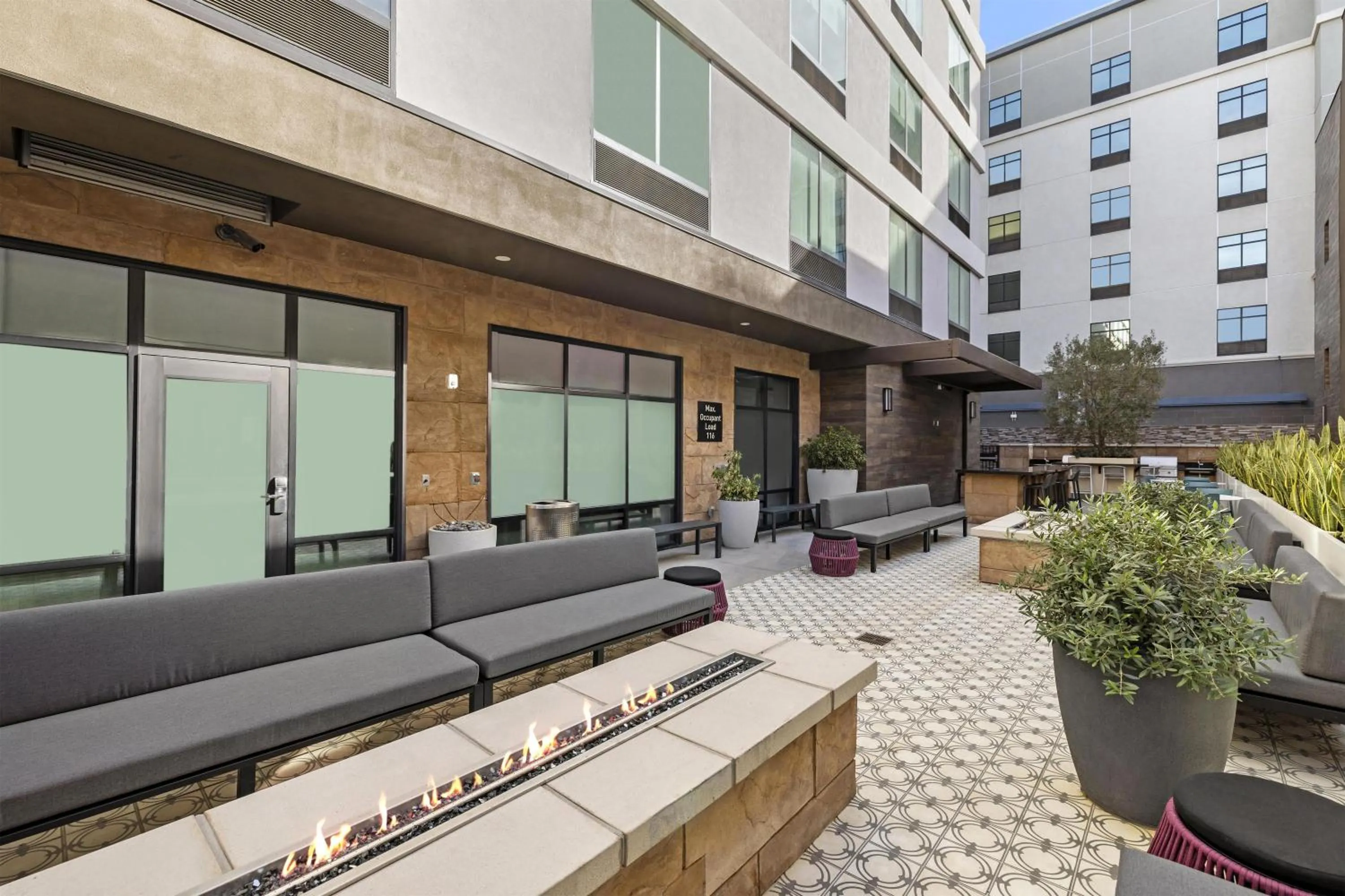 Patio in Home2 Suites By Hilton Riverside Downtown
