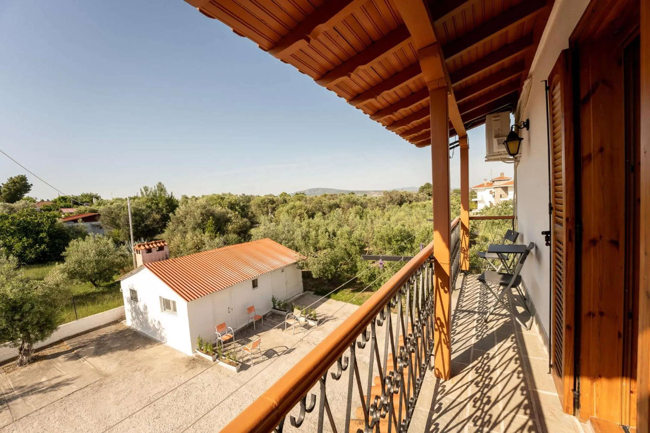 Balcony/Terrace in Kalisun Pool House by Georgalas