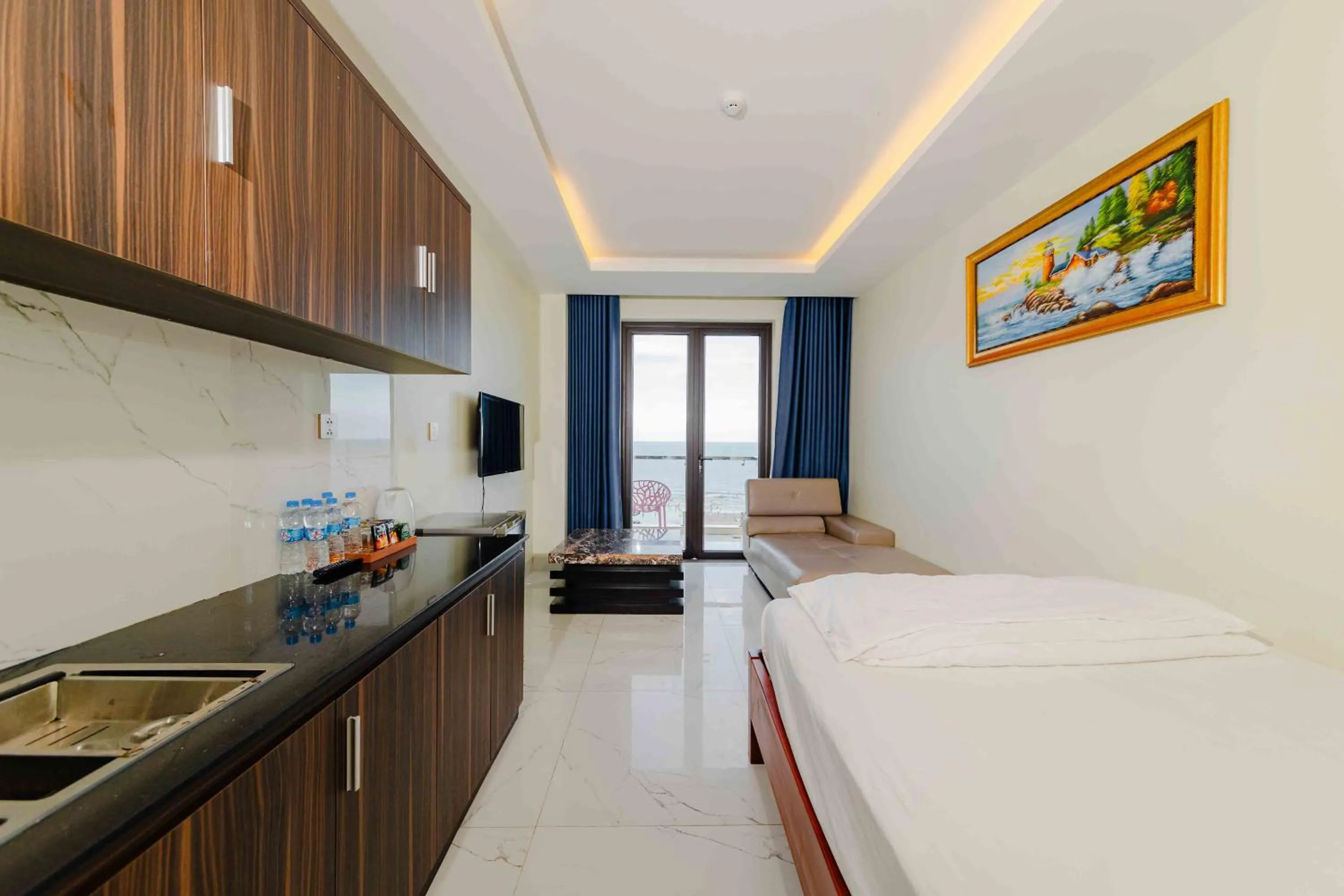 Kitchen or kitchenette, Bed in Sin OAE