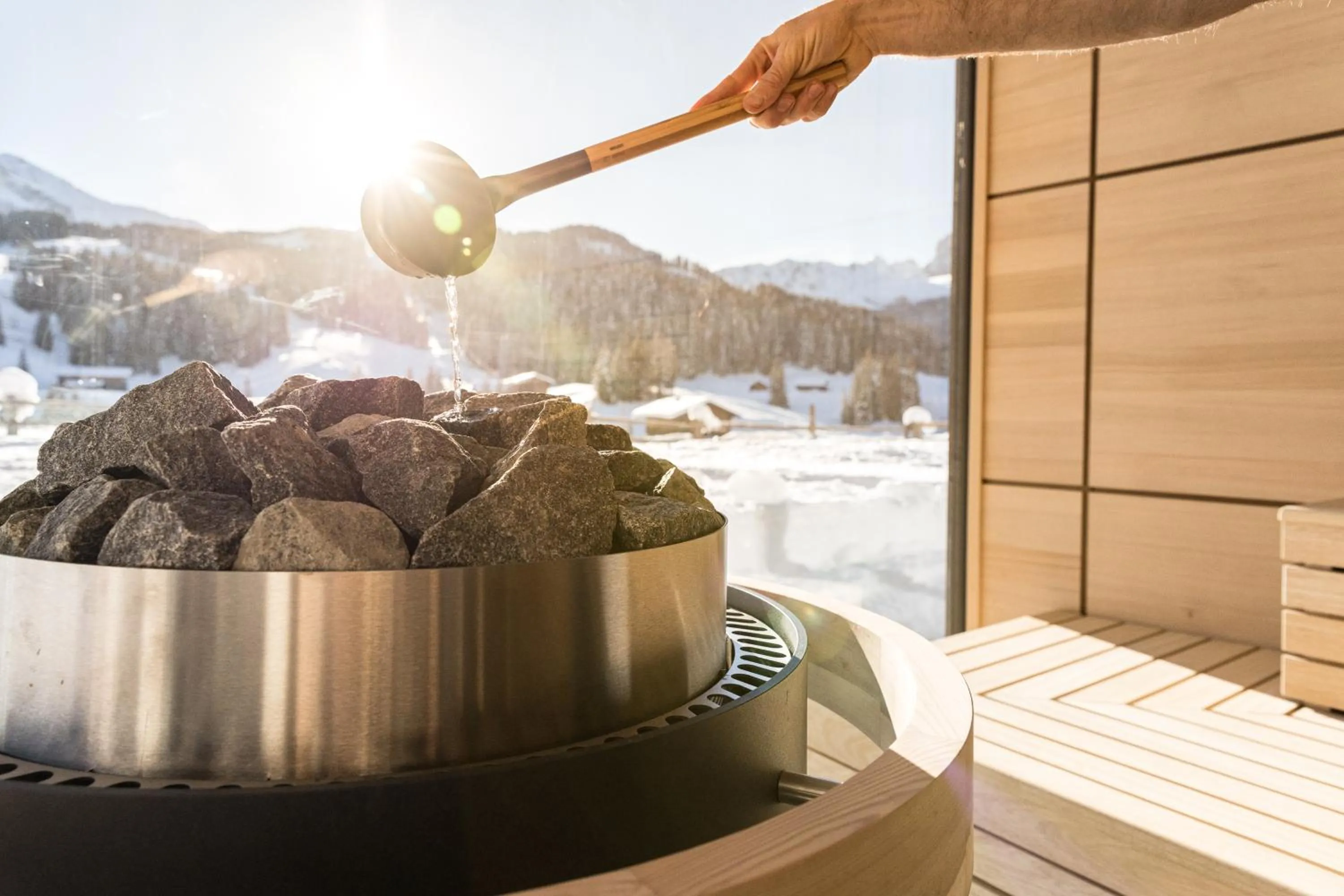 Sauna in Brunelle Seiser Alm Lodge