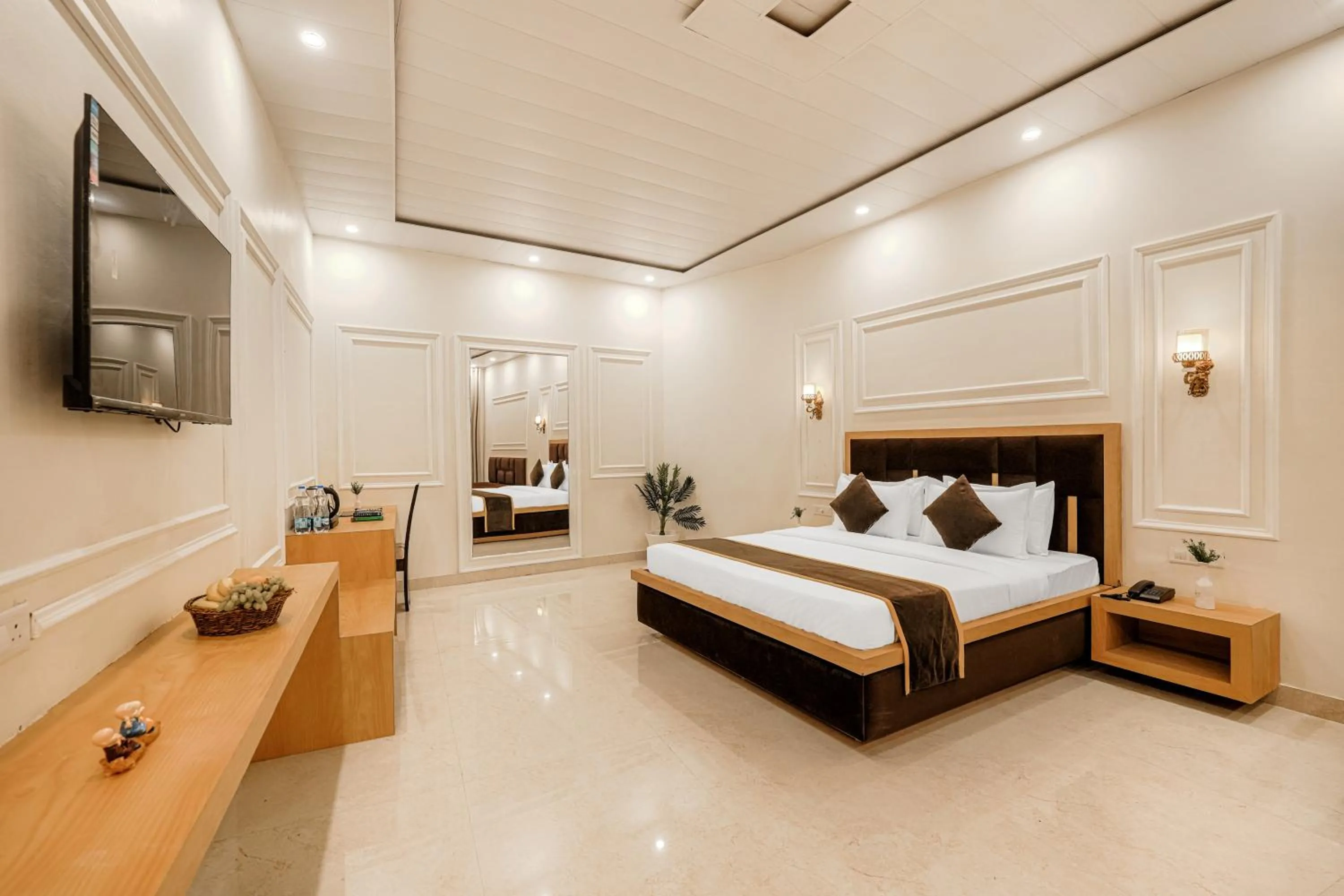 Photo of the whole room, Bed in Pax Hotel Spring Solance 200 mtr from Gandhi Chowk Khajjiyar Road