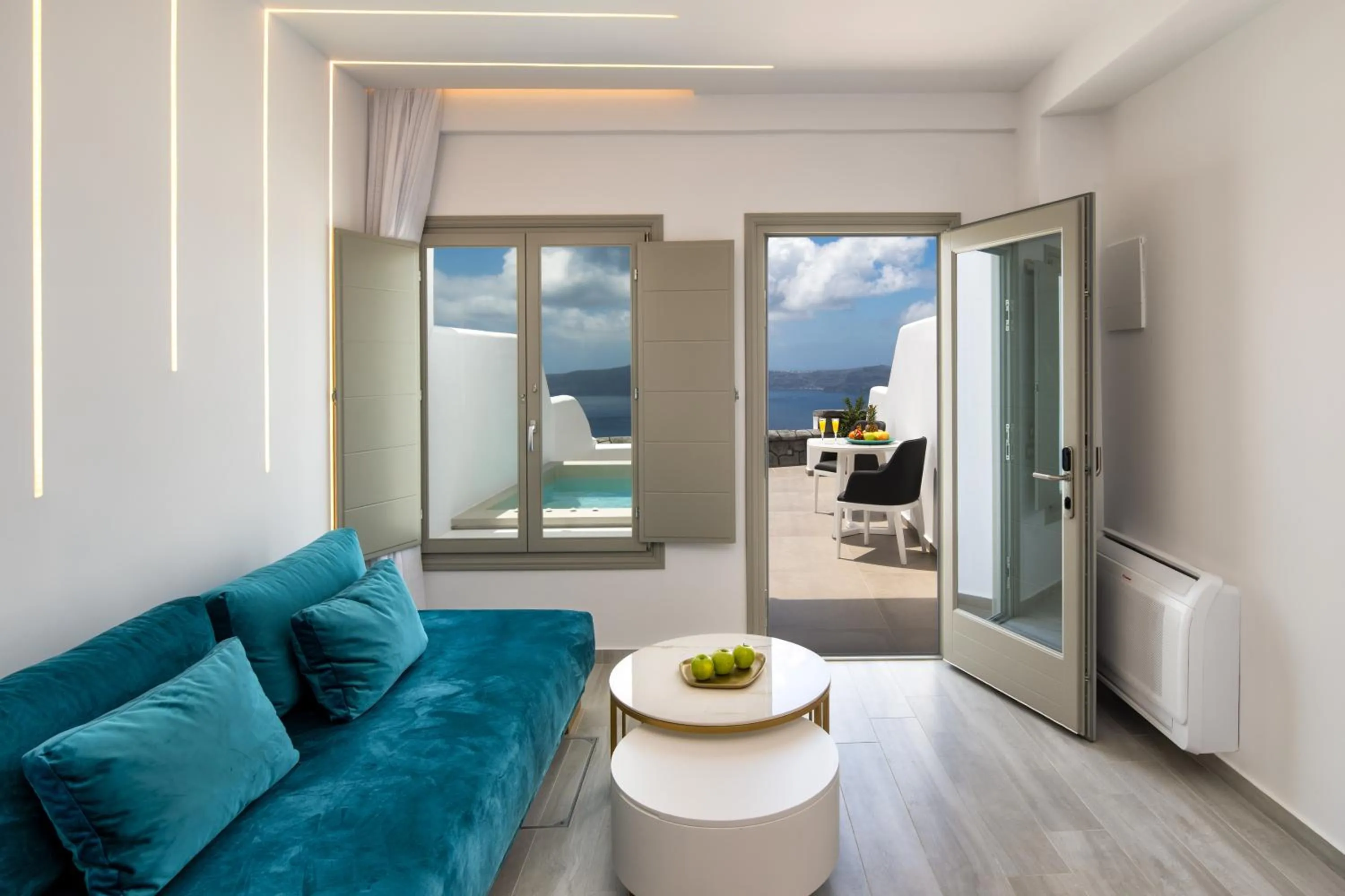 Seating area in Aura Suites