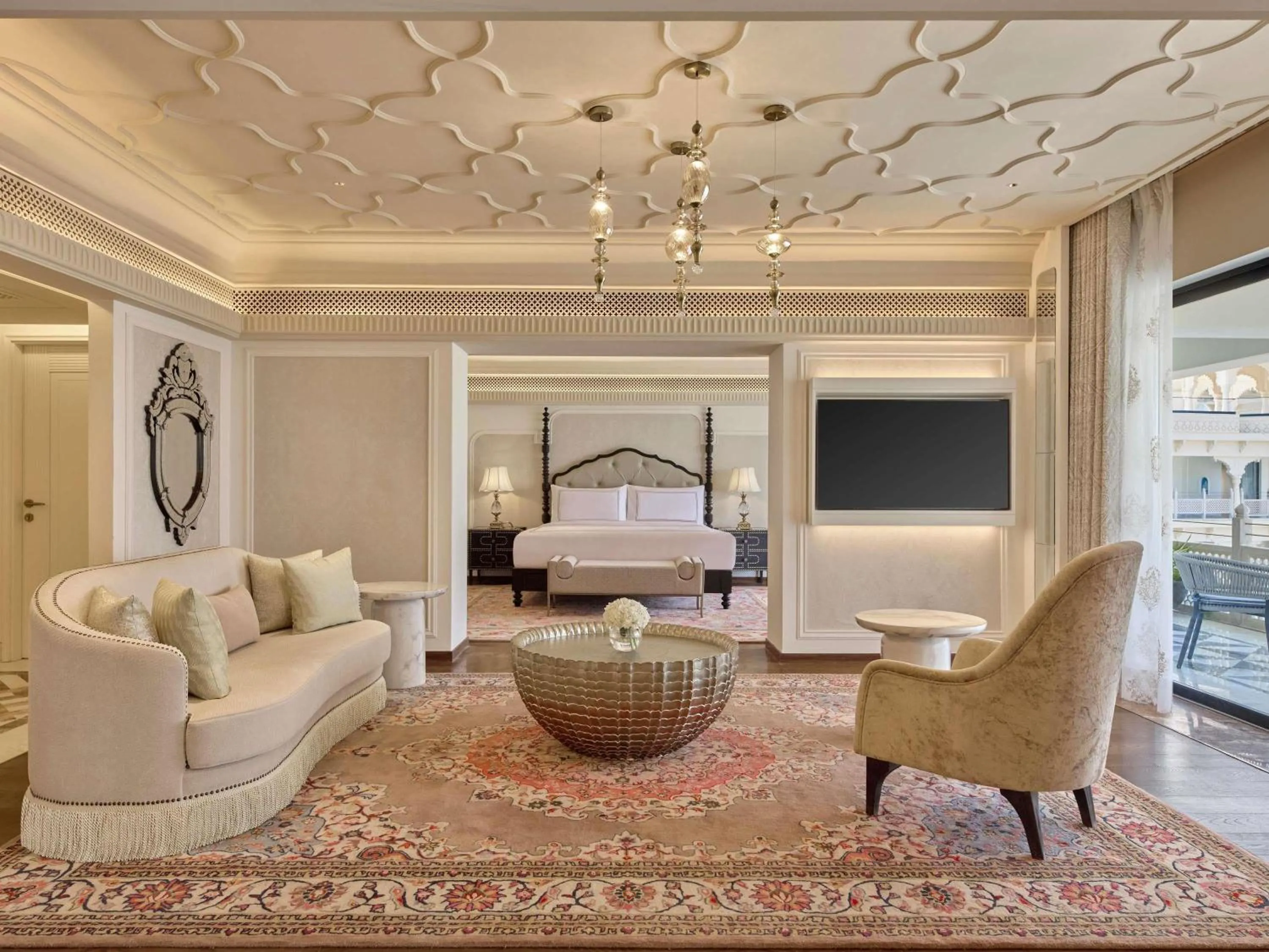 Bedroom, Bed in Fairmont Udaipur Palace