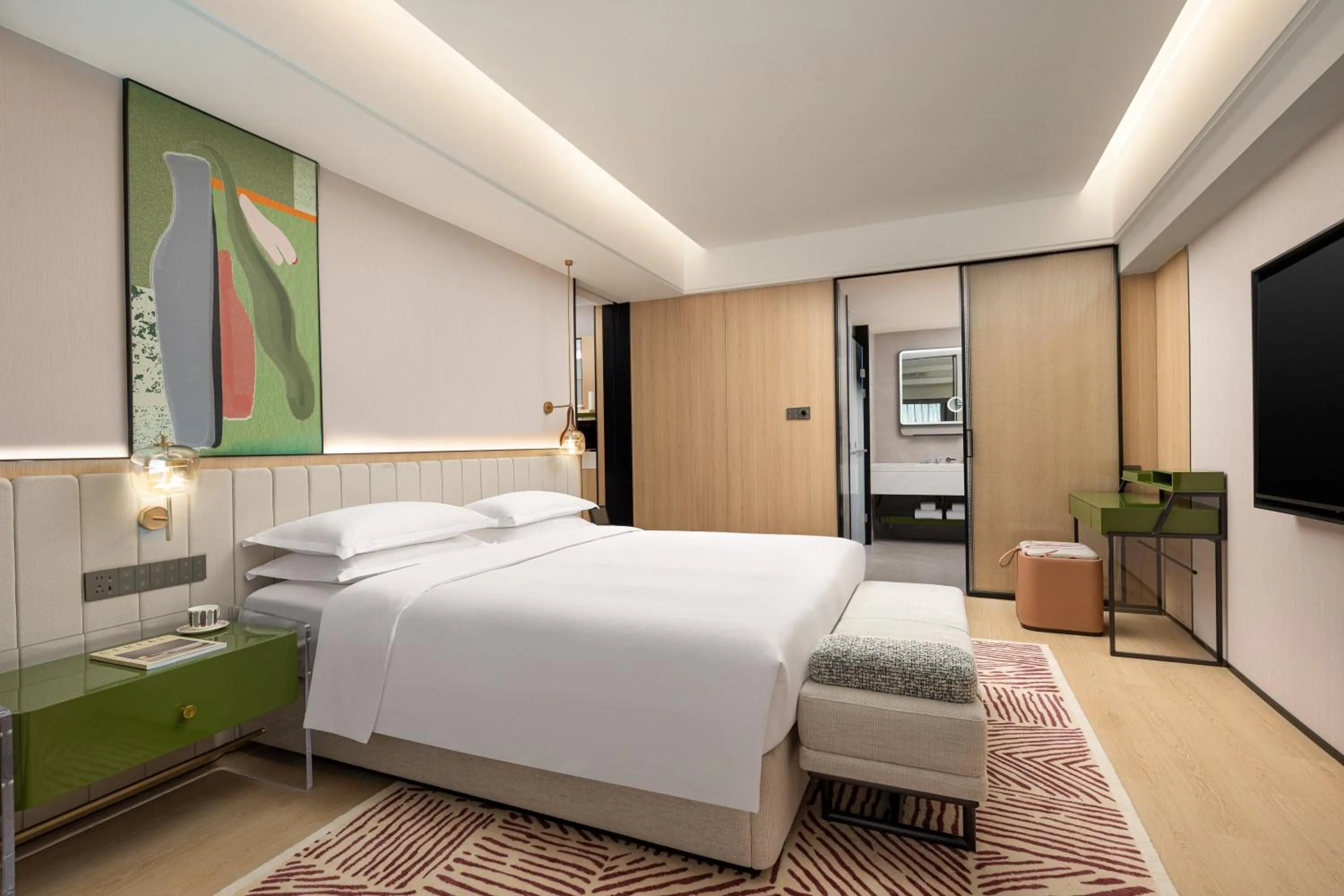 Photo of the whole room, Bed in Atwell Suites Shanghai by IHG, Wuning Road Global Harbor Branch