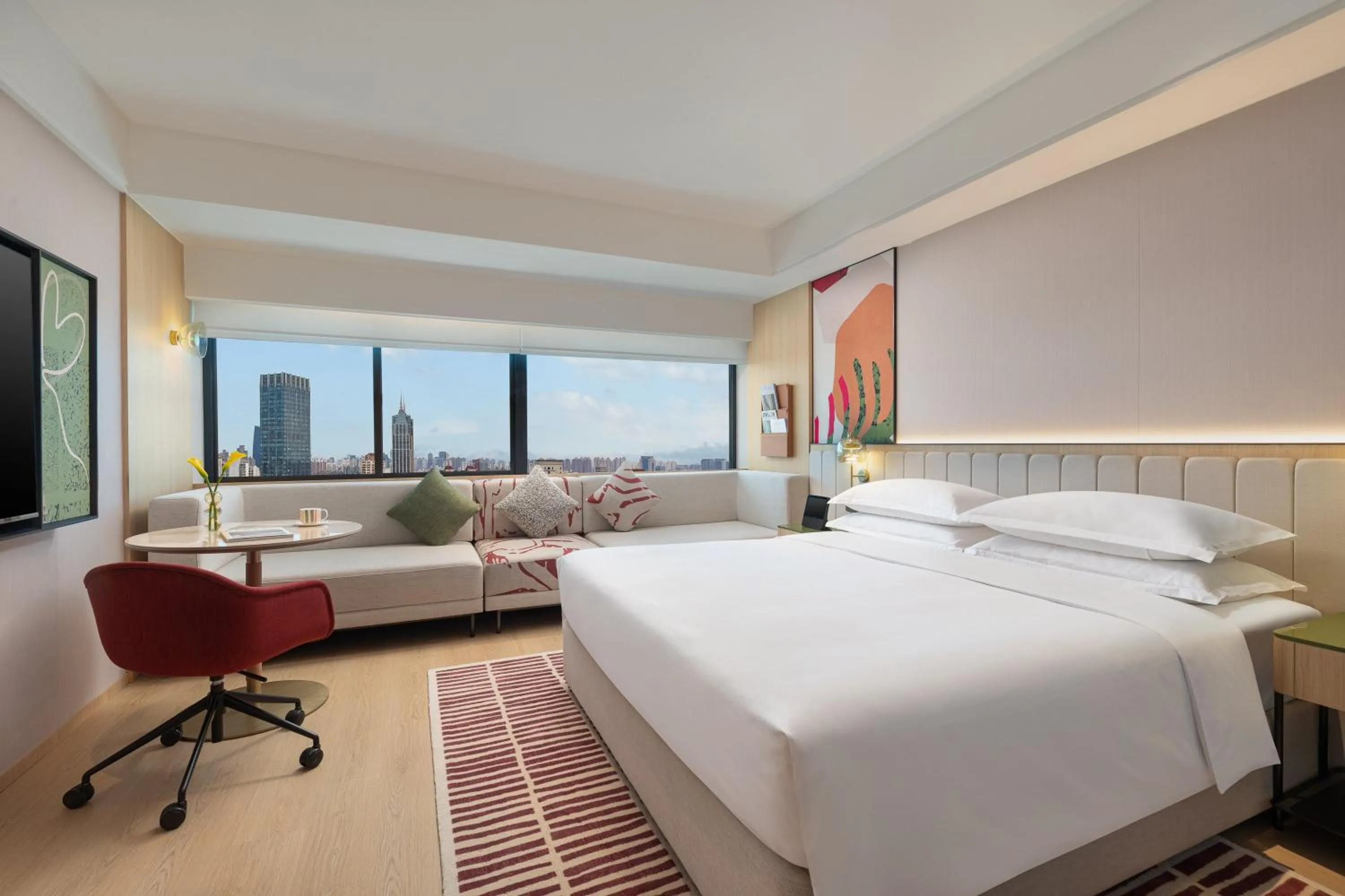 Photo of the whole room, Bed in Atwell Suites Shanghai by IHG, Wuning Road Global Harbor Branch