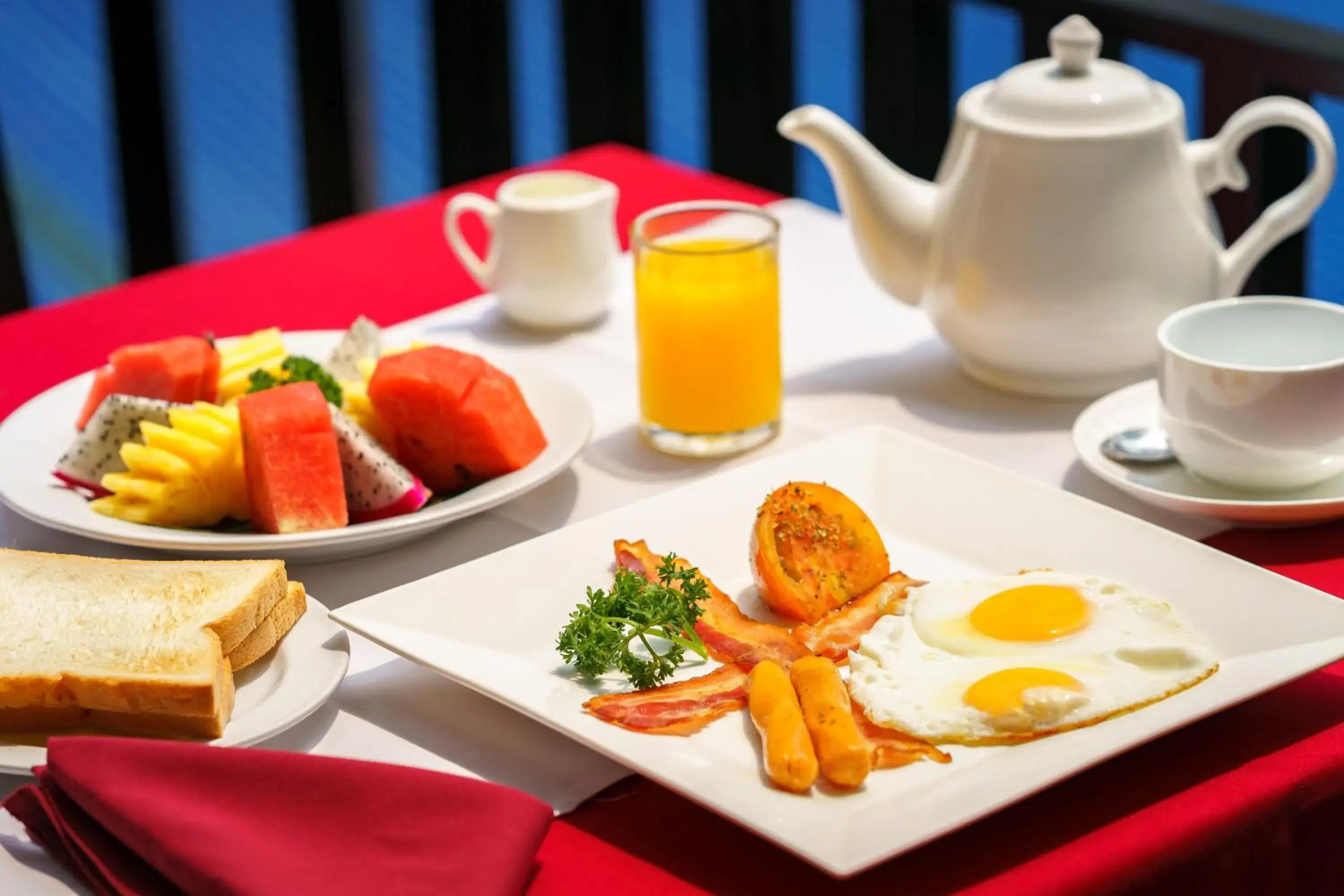 American breakfast in Reveal Courtyard in Reveal Angkor American breakfast in Reveal Courtyard in Reveal Angkor