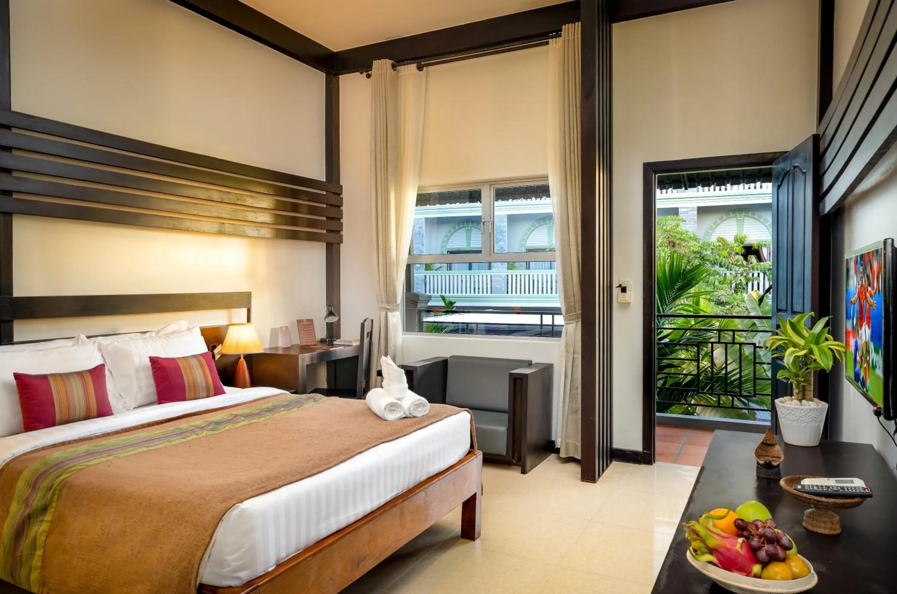 Balcony/Terrace, Bed in Reveal Courtyard in Reveal Angkor