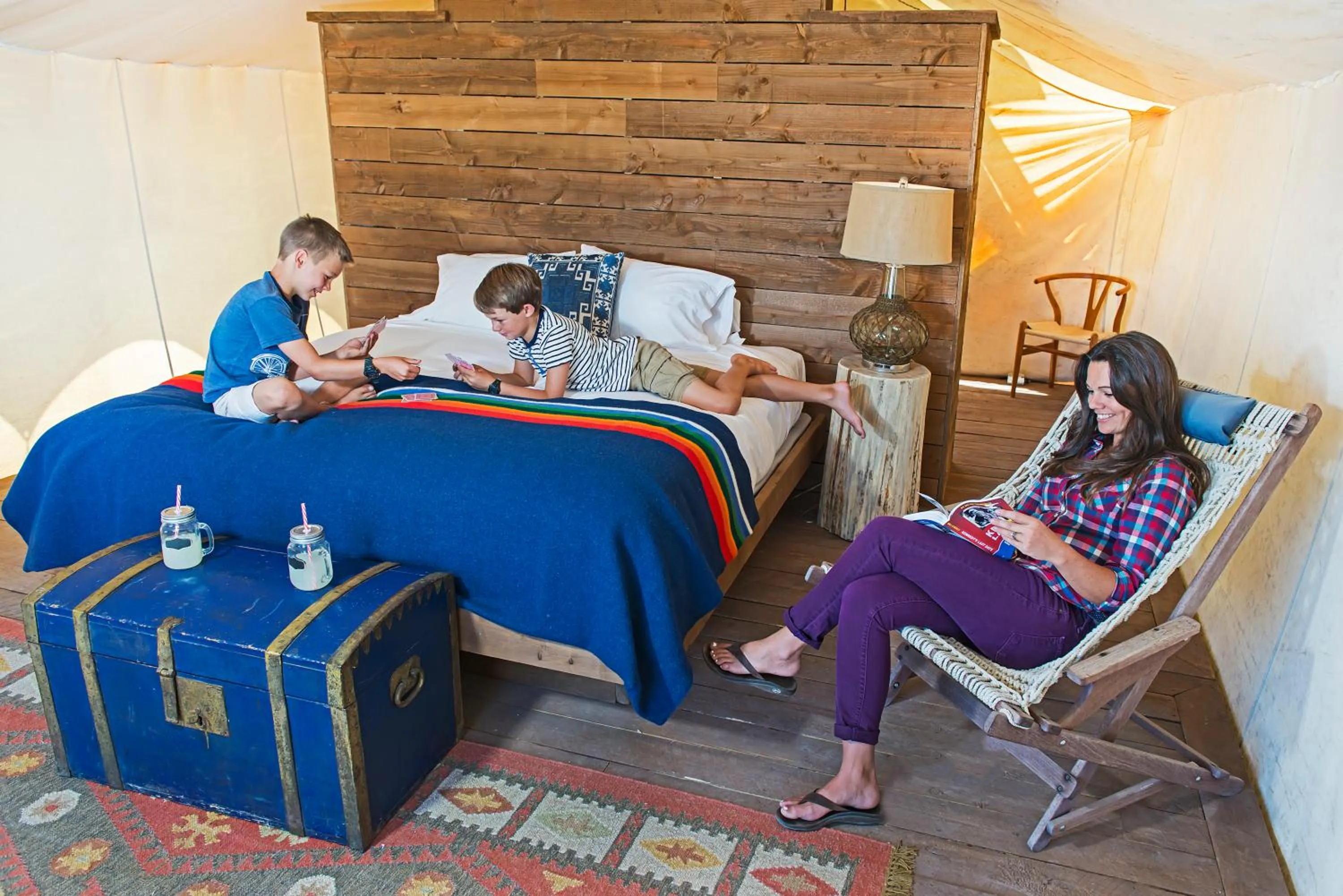 Guests in Conestoga Ranch Glamping Resort