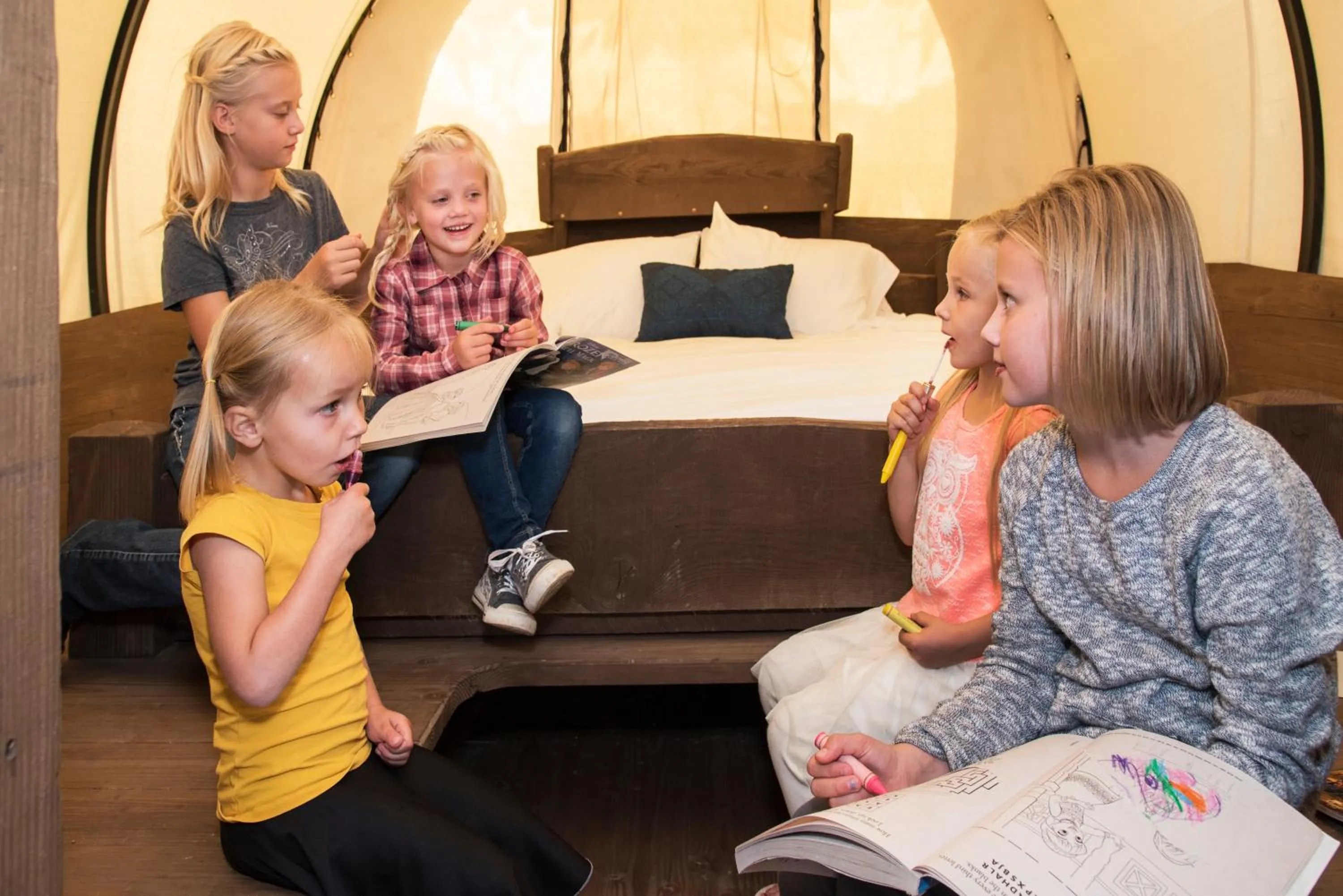young children in Conestoga Ranch Glamping Resort