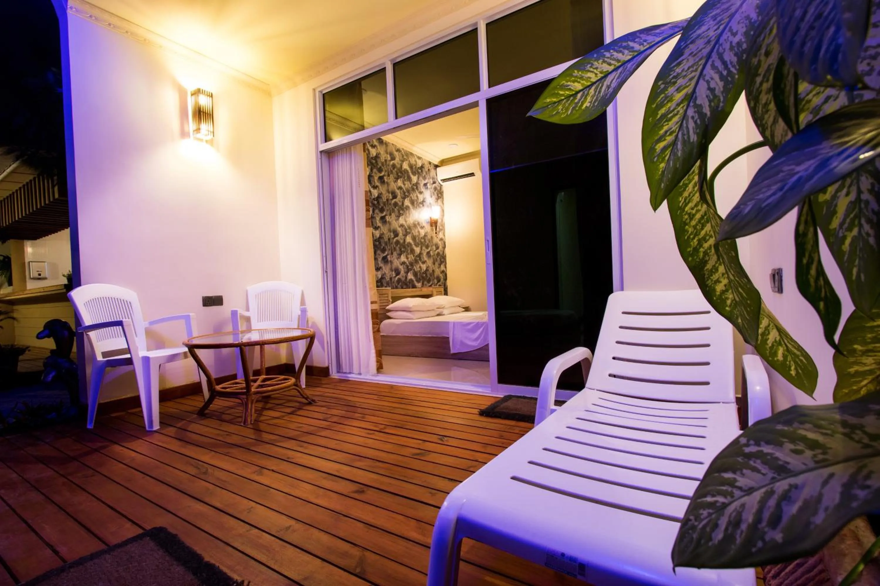 Patio, Bed in Banyan Villa Maldives Dhangethi