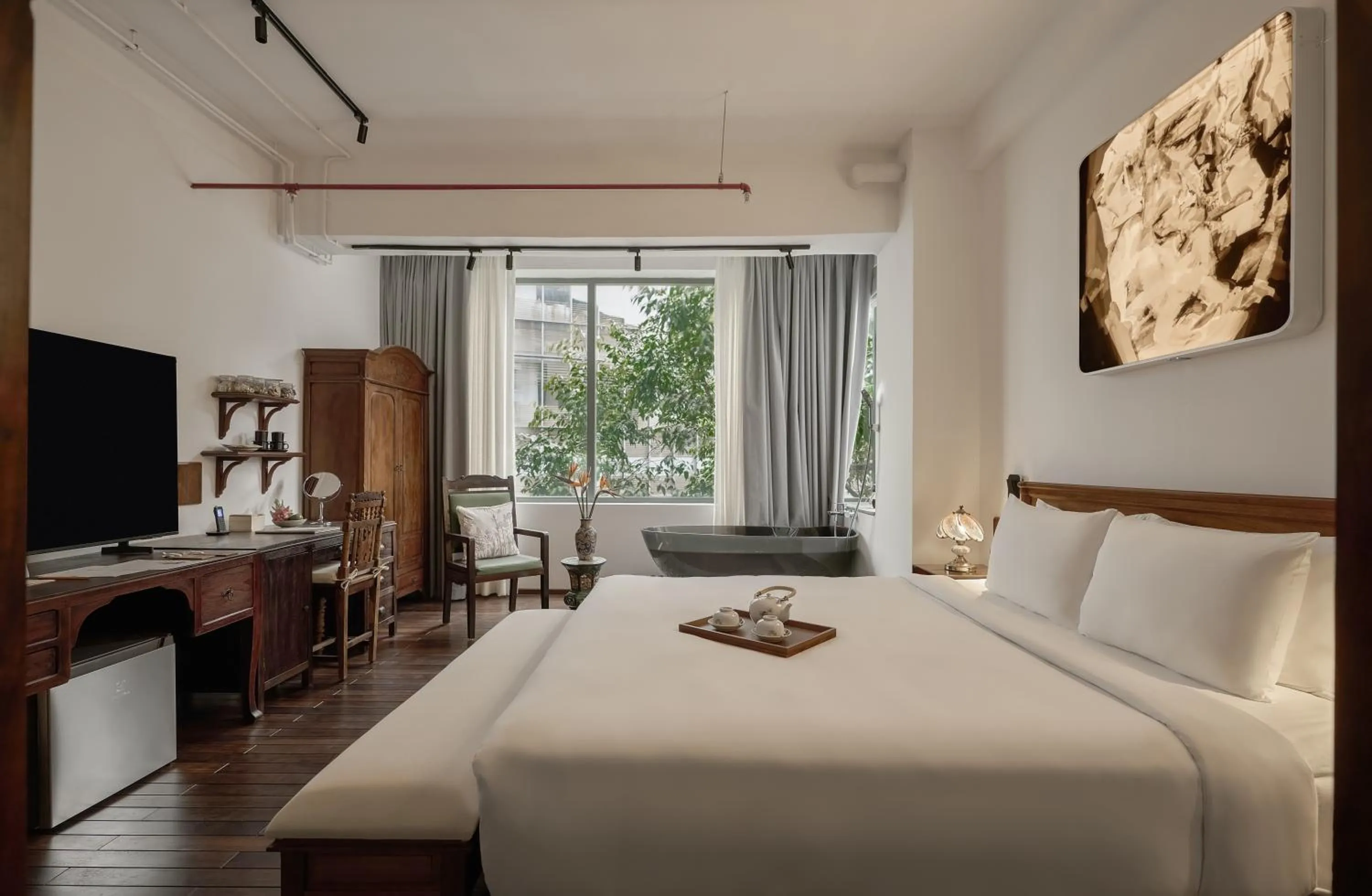 View (from property/room), Bed in ANIMA - Vietnamese Contemporary Art Boutique Hotel